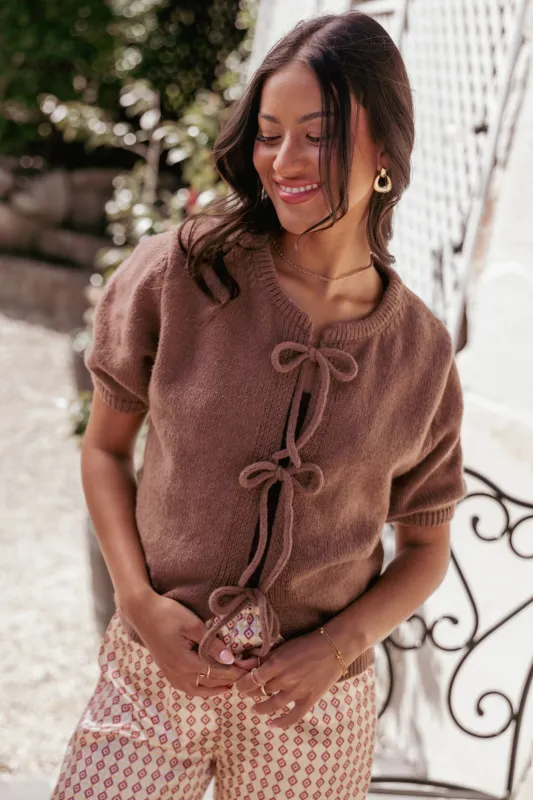 Koskie Tie Knit Top - Chocolate sold by Petal & Pup