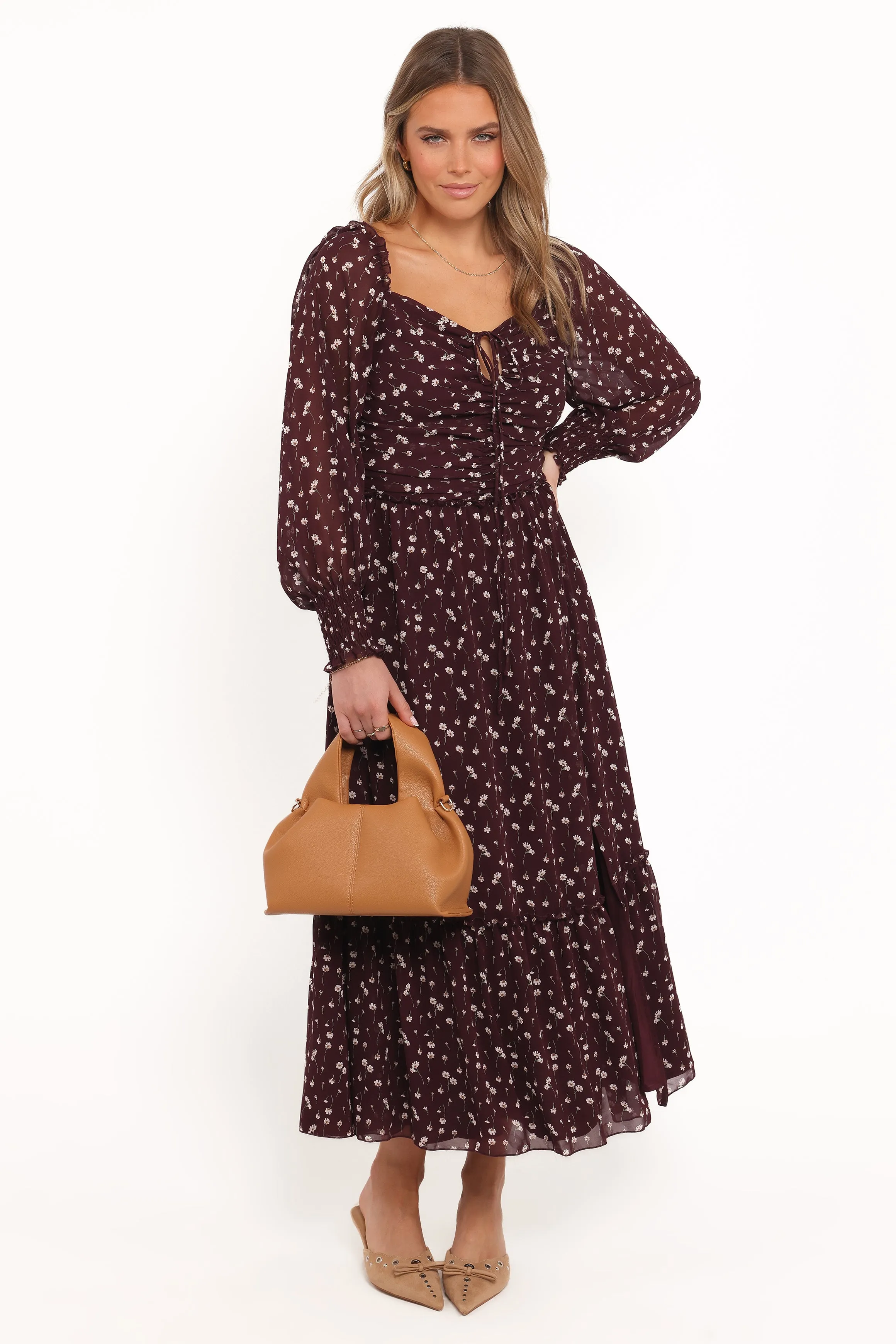 Keziah Long Sleeve Maxi Dress - Burgundy Floral sold by Petal & Pup product image thumbnail 2