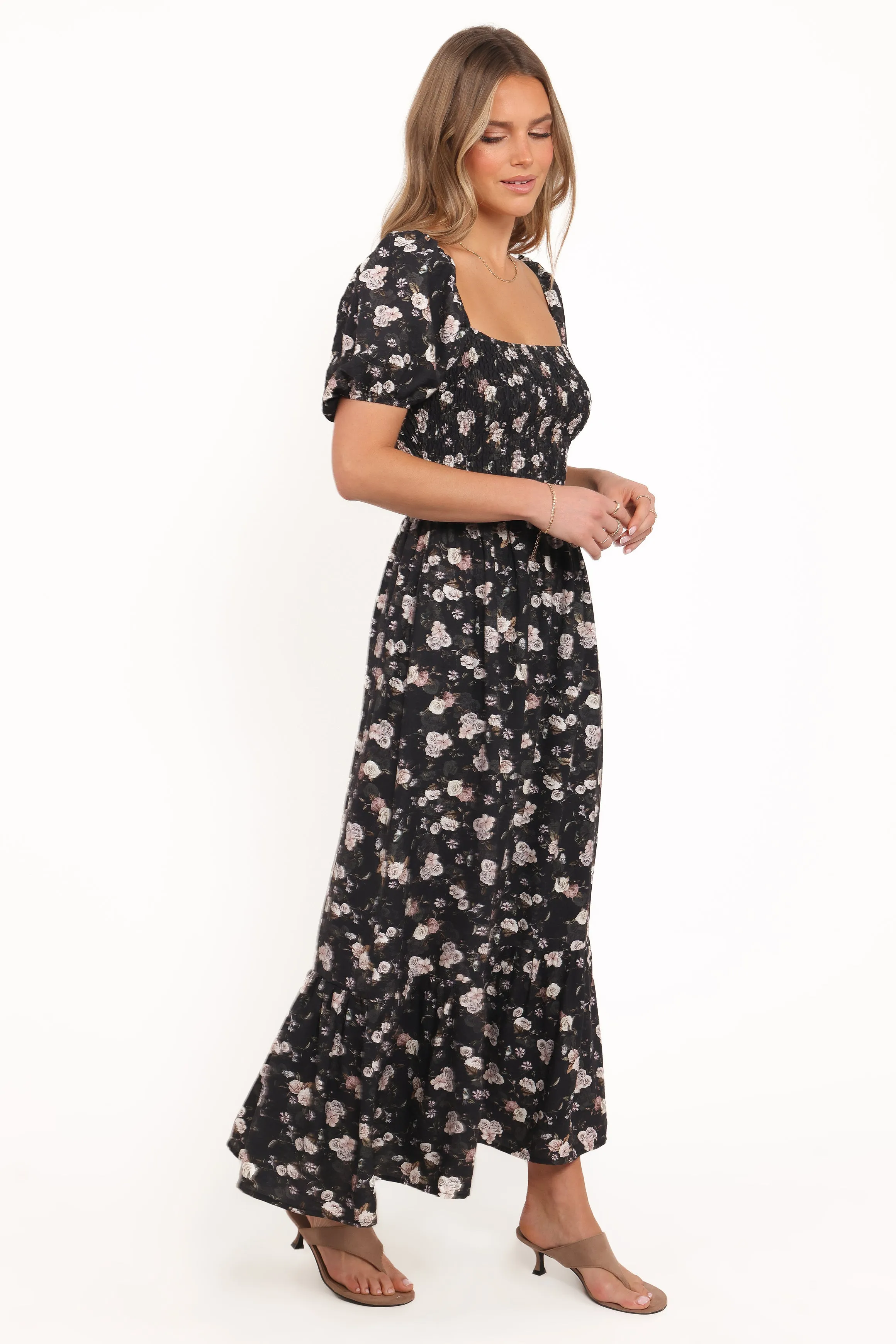 Cecelia Puff Sleeve Maxi Dress - Black Floral sold by Petal & Pup product image thumbnail 3