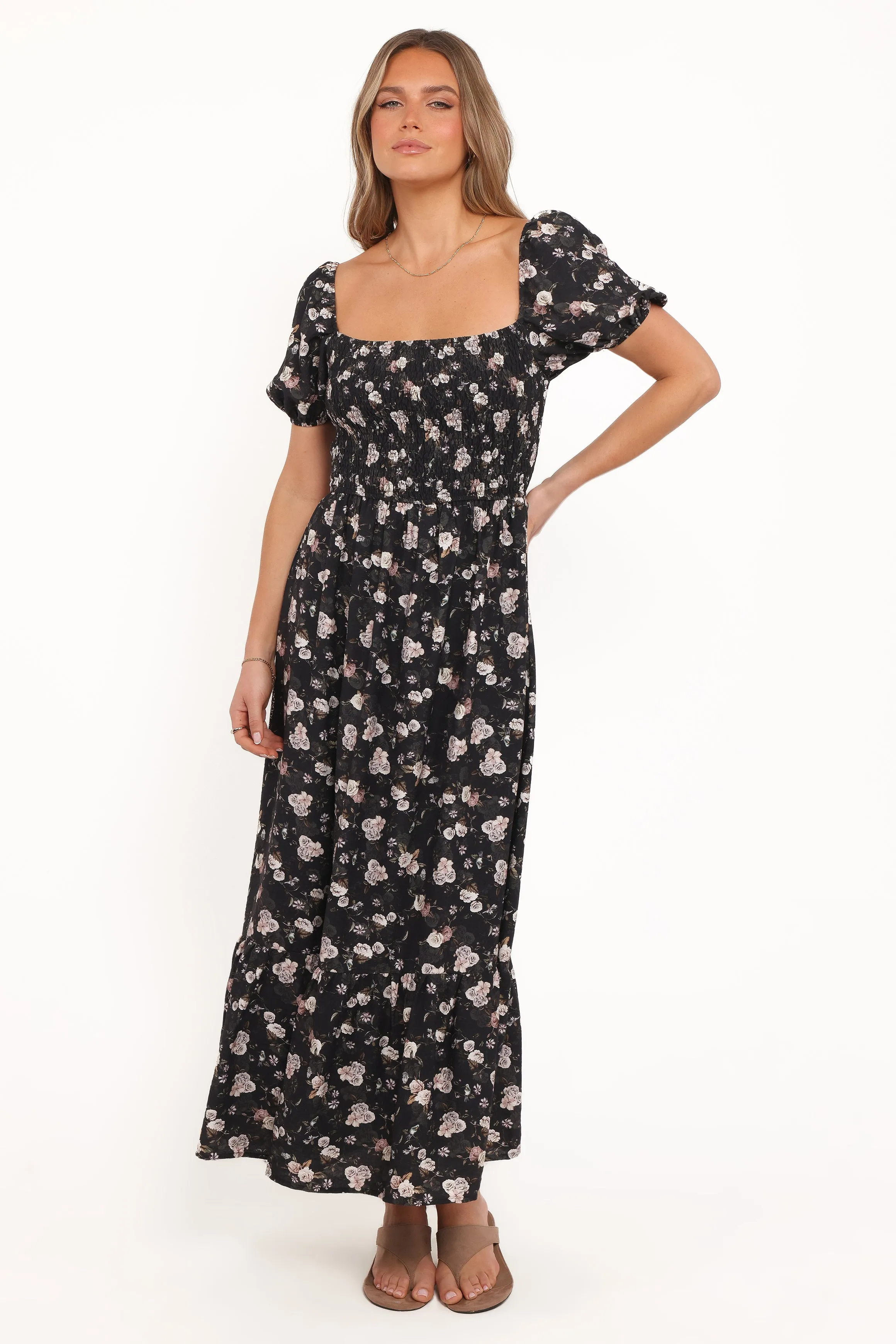 Cecelia Puff Sleeve Maxi Dress - Black Floral sold by Petal & Pup product image thumbnail 5