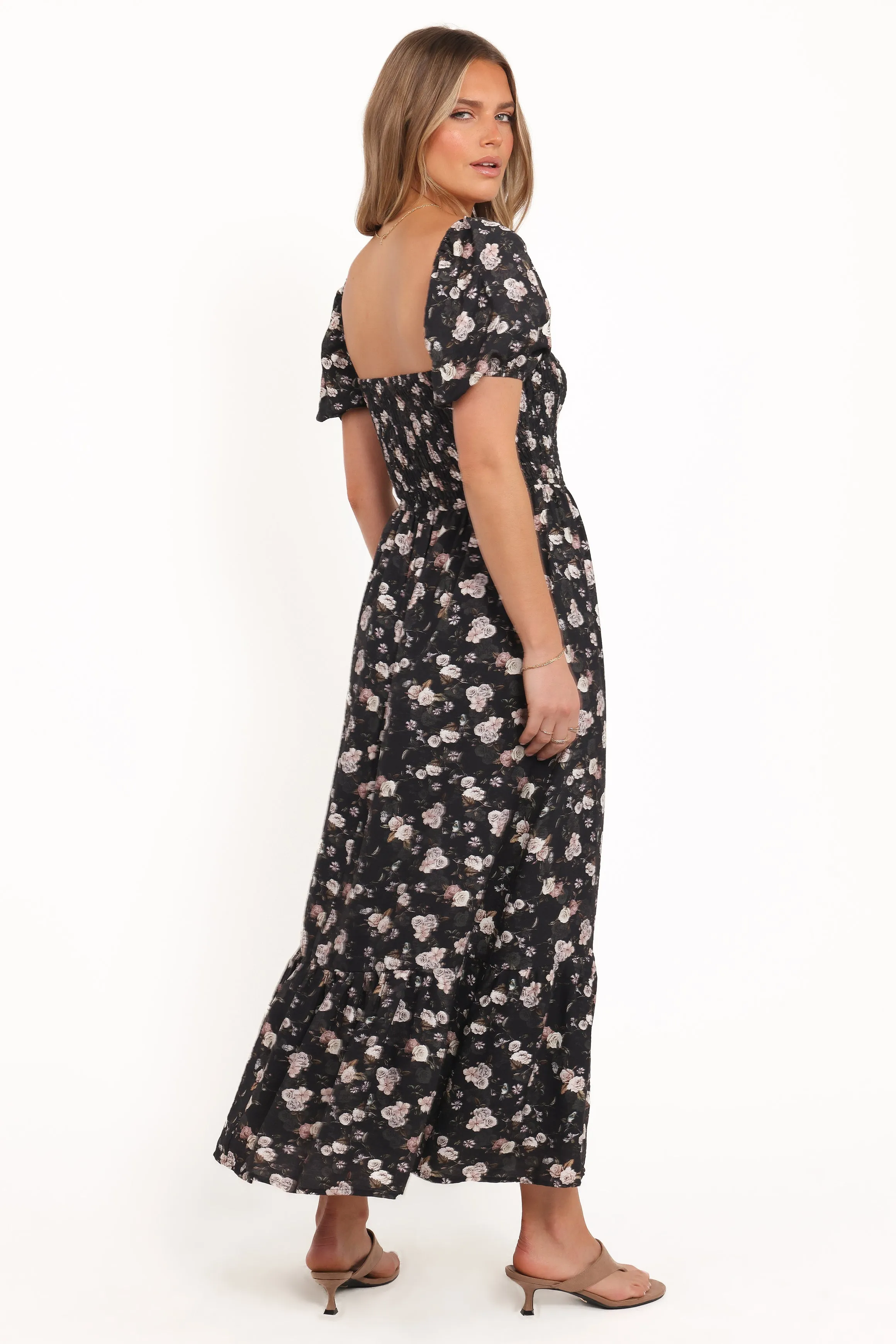 Cecelia Puff Sleeve Maxi Dress - Black Floral sold by Petal & Pup product image thumbnail 4