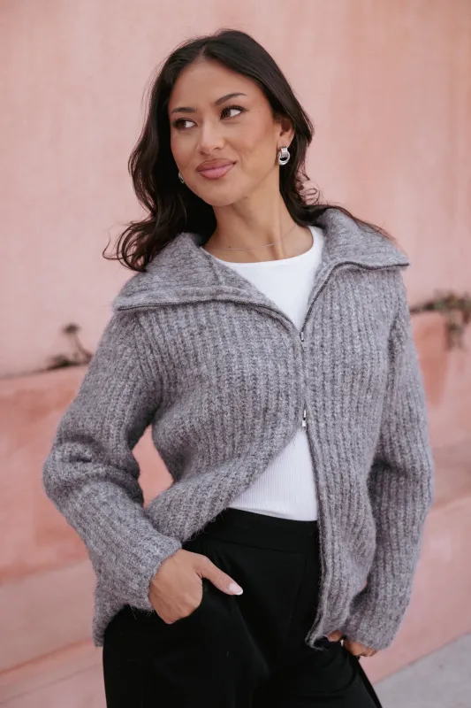 Miffy Zip Through Cardigan - Grey sold by Petal & Pup