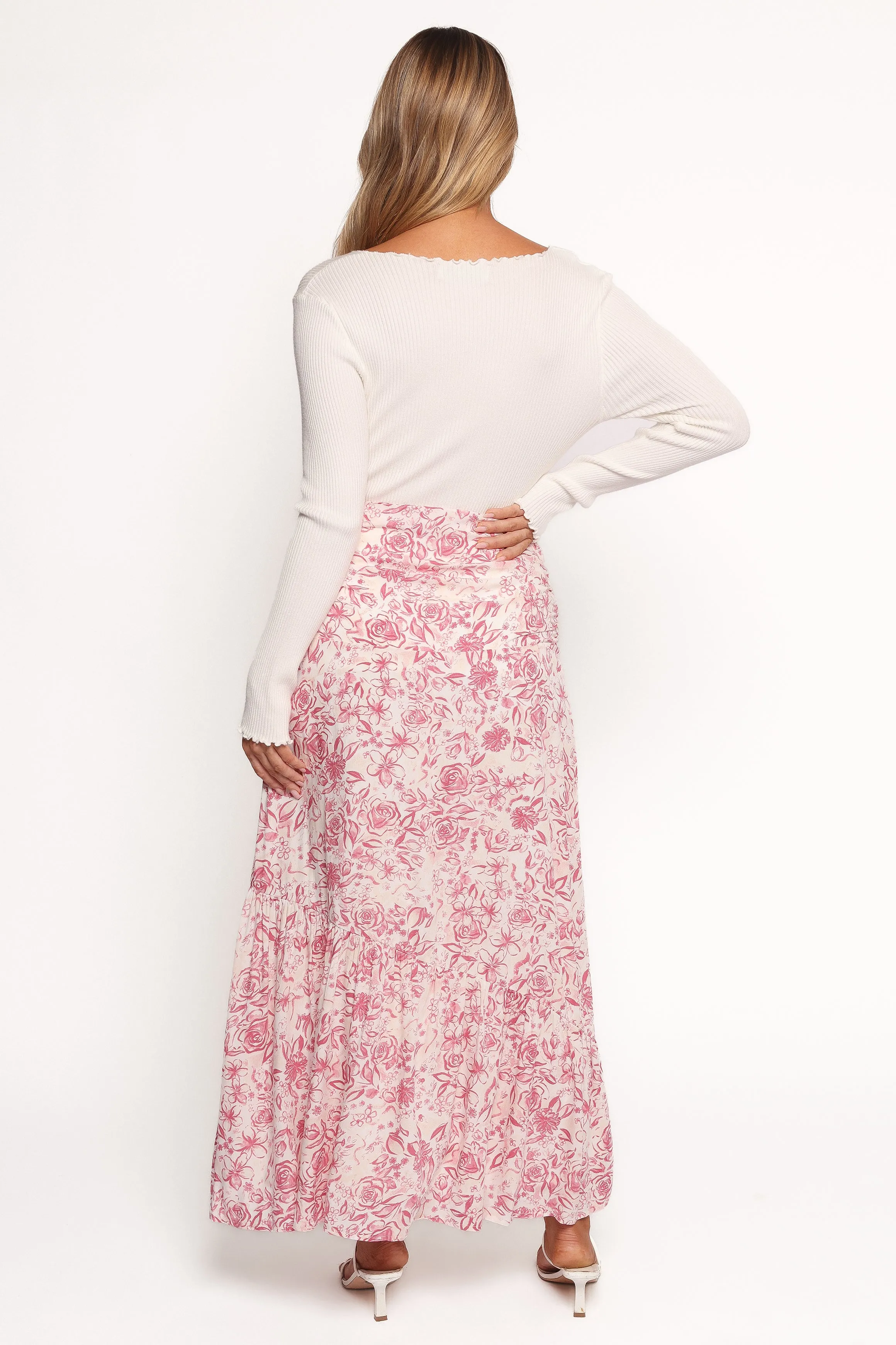 Velda Ruched Maxi Skirt - Pink Floral sold by Petal & Pup product image thumbnail 3