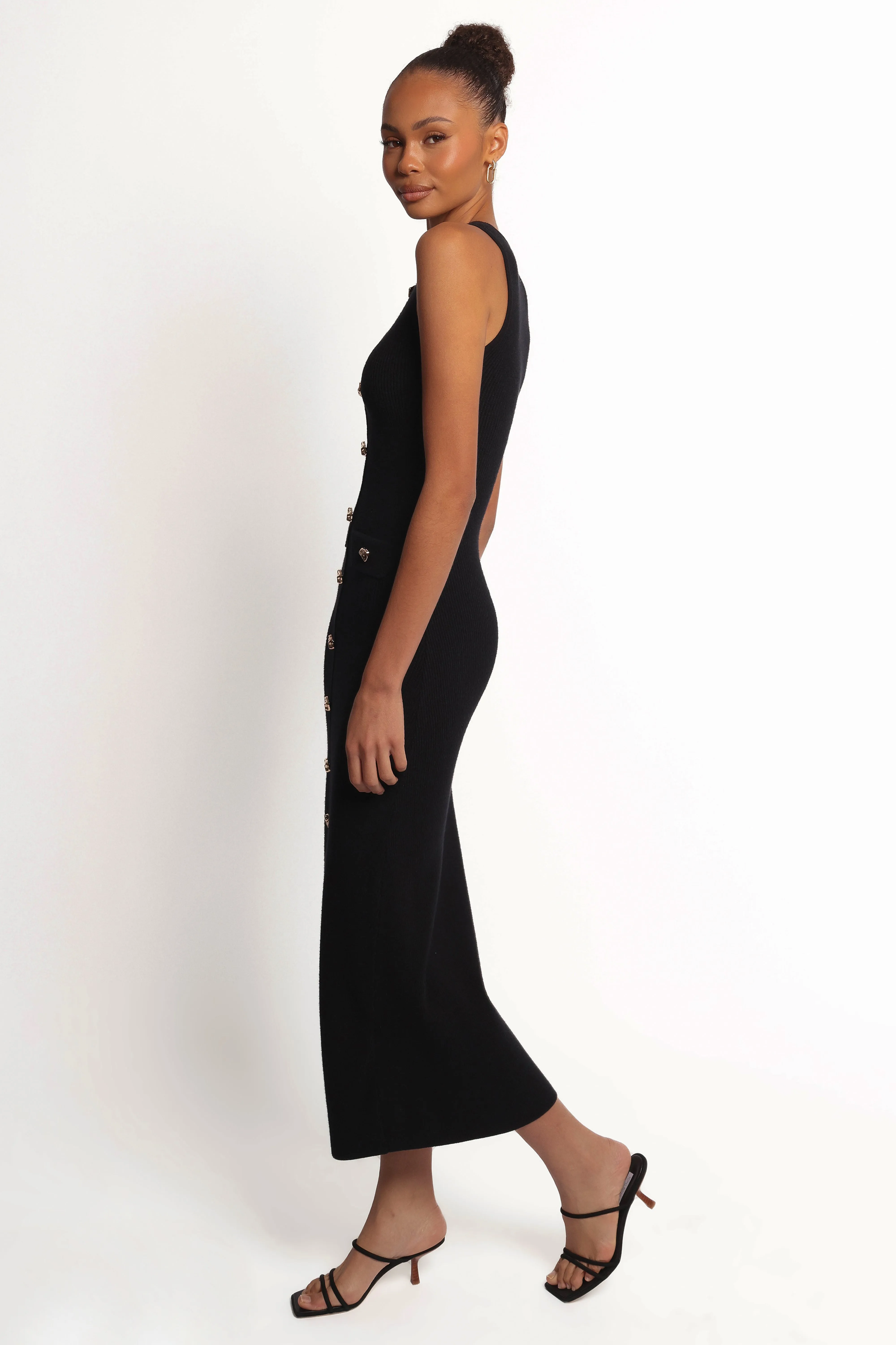 Aspen Button Up Knit Dress - Black sold by Petal & Pup product image thumbnail 3