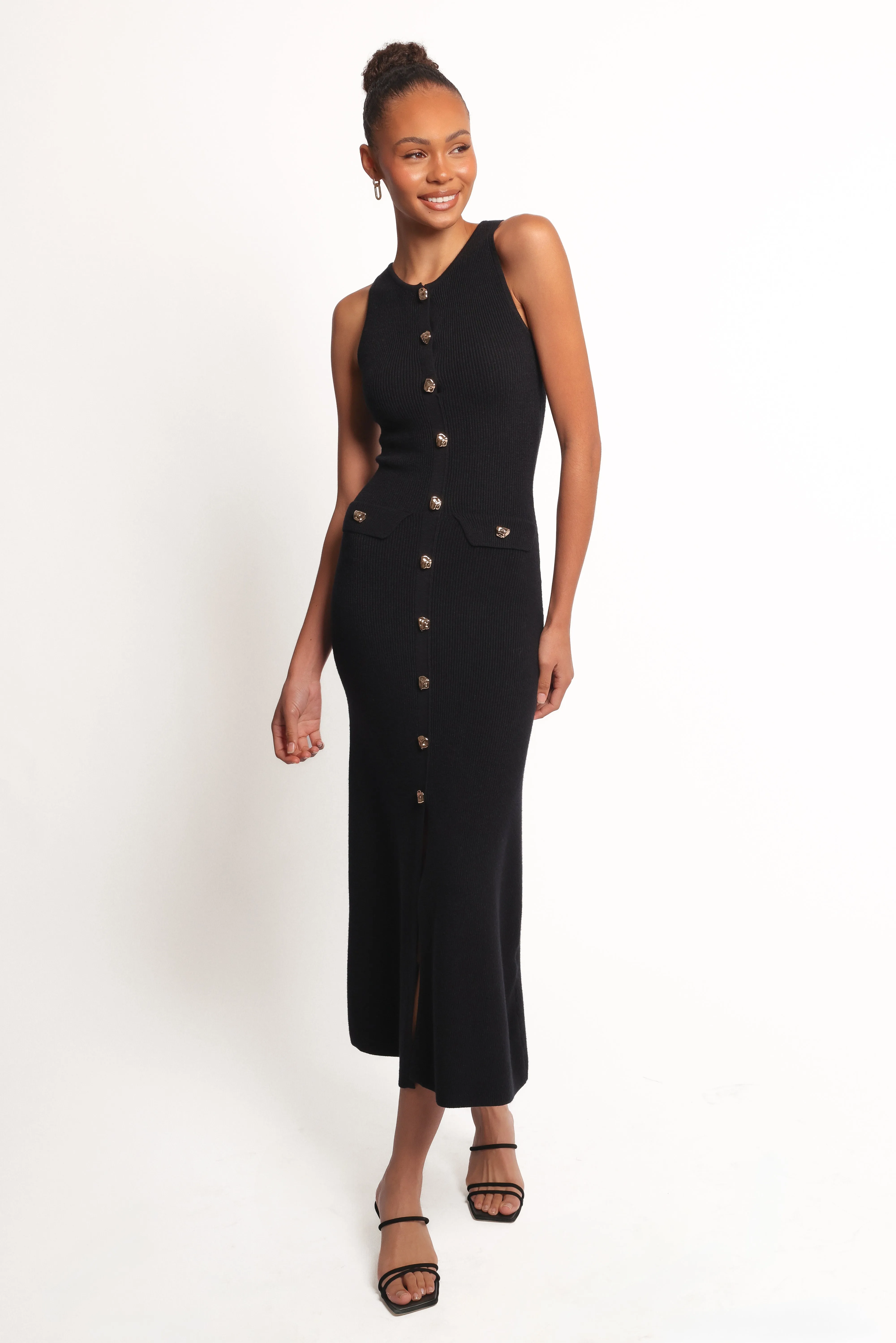 Aspen Button Up Knit Dress - Black sold by Petal & Pup product image thumbnail 2