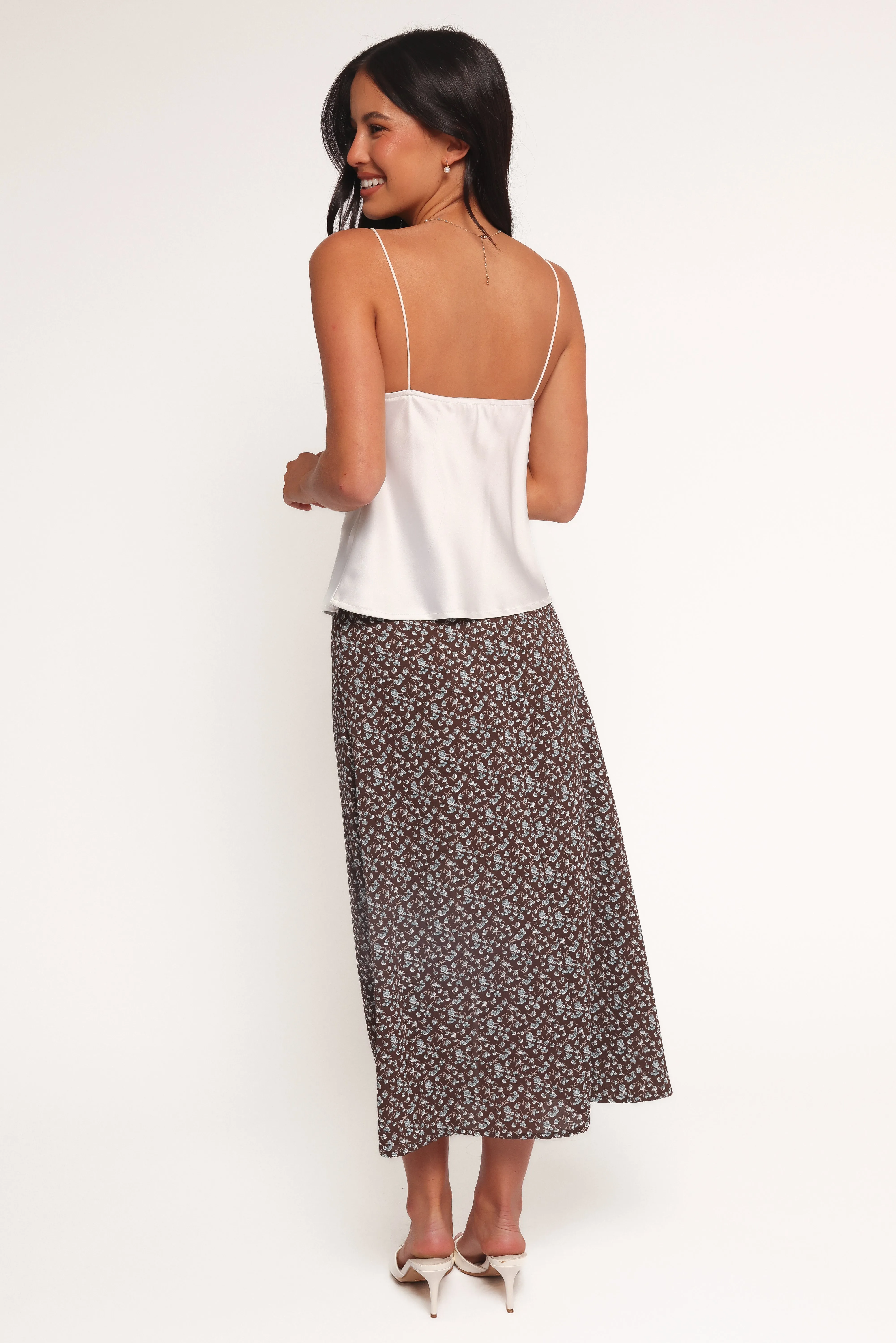 Willow Midi Skirt - Brown Blue Floral sold by Petal & Pup product image thumbnail 5