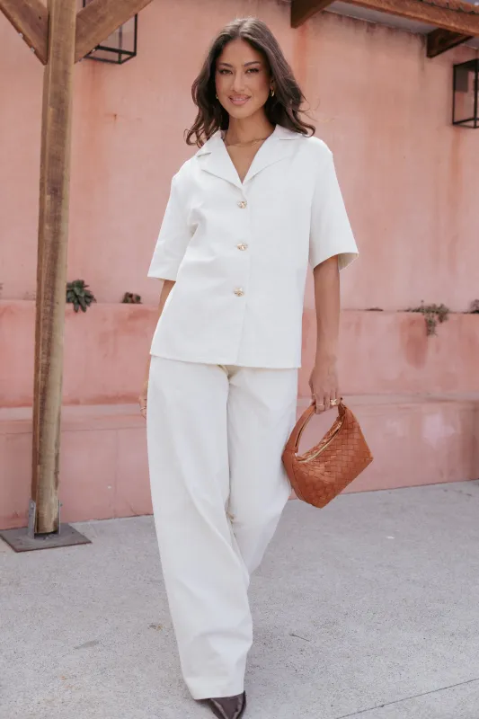 Odelia Denim Shirt - Off White sold by Petal & Pup