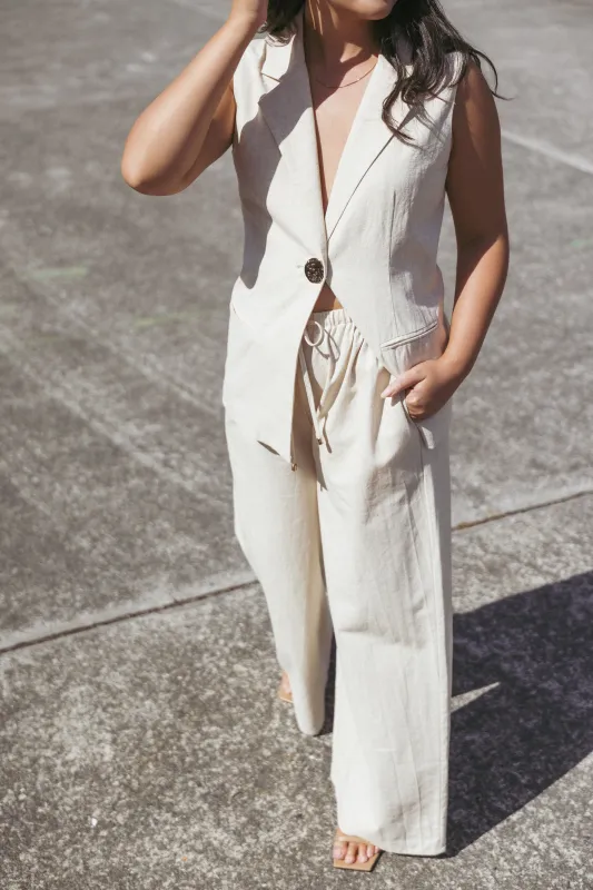 Trula Wide Leg Pant - Oatmeal sold by Petal & Pup