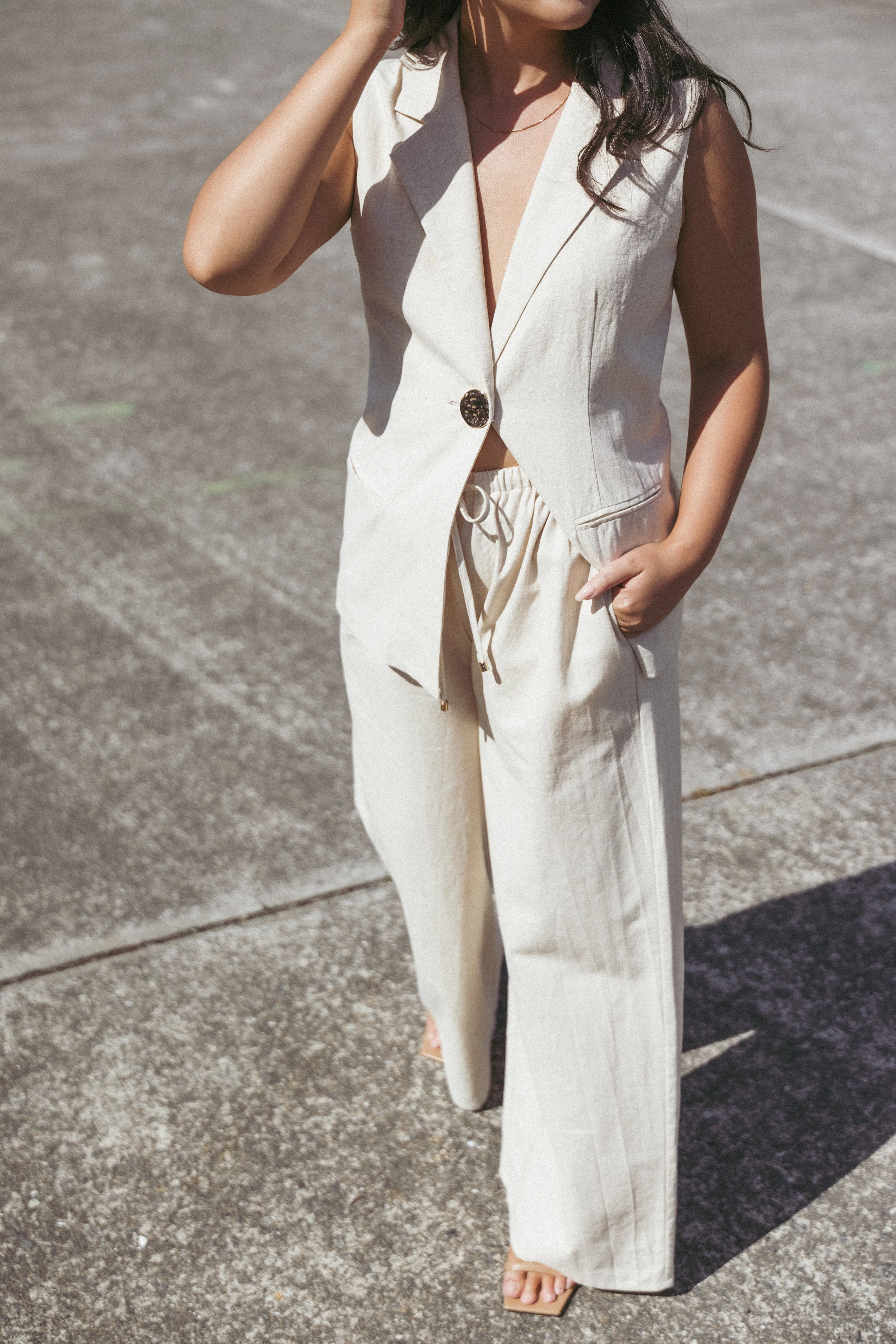 Trula Wide Leg Pant - Oatmeal sold by Petal & Pup