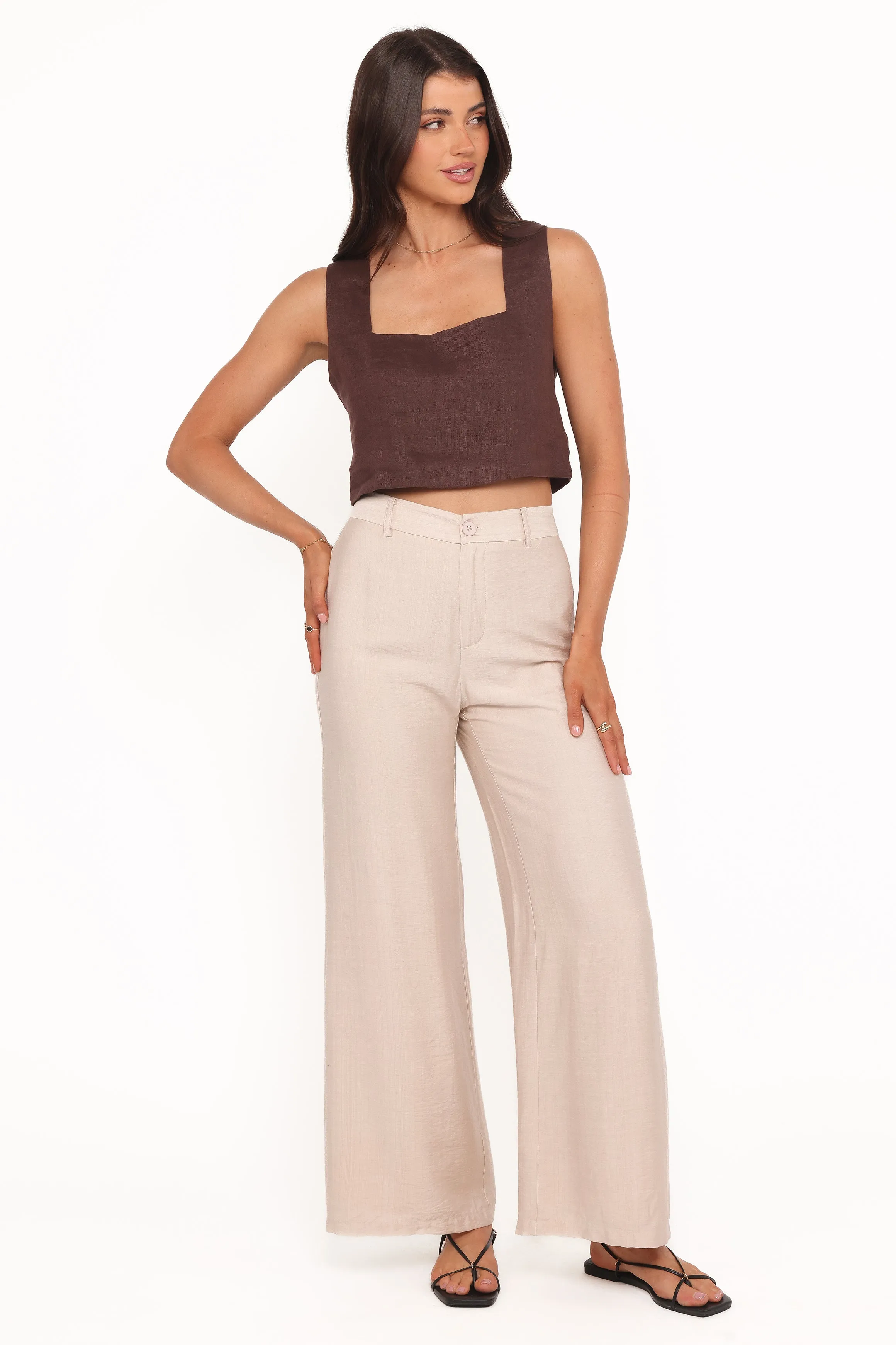Lauren Wide Leg Pant - Beige sold by Petal & Pup product image thumbnail 2