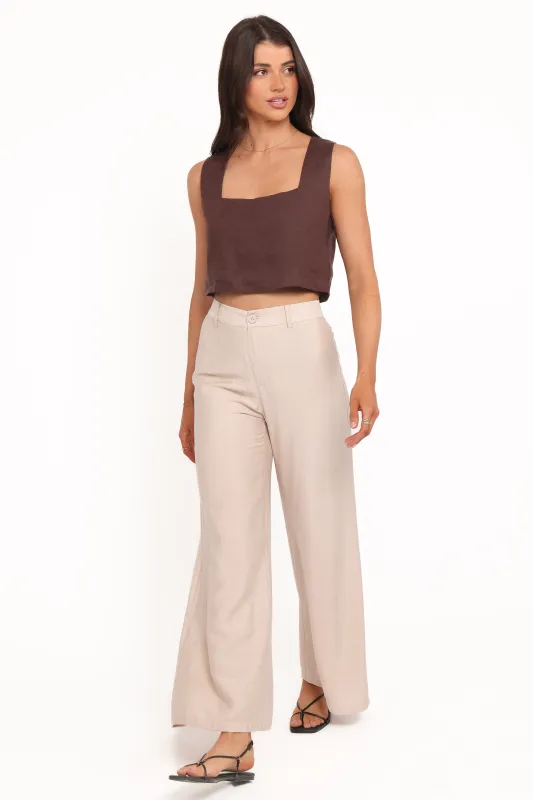 Lauren Wide Leg Pant - Beige sold by Petal & Pup