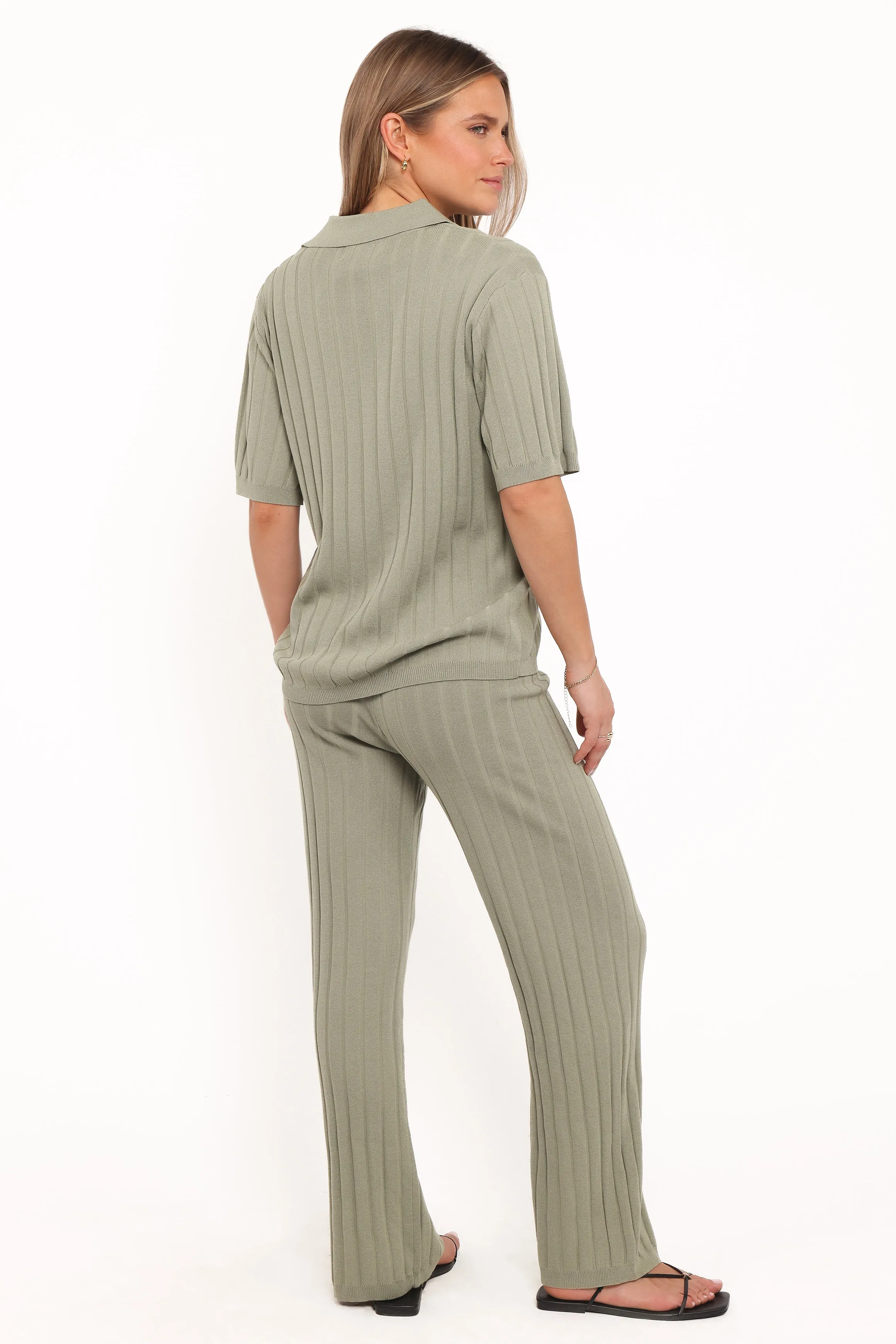 Yulissa Wide Ribbed Pant Set - Khaki Green sold by Petal & Pup product image thumbnail 4