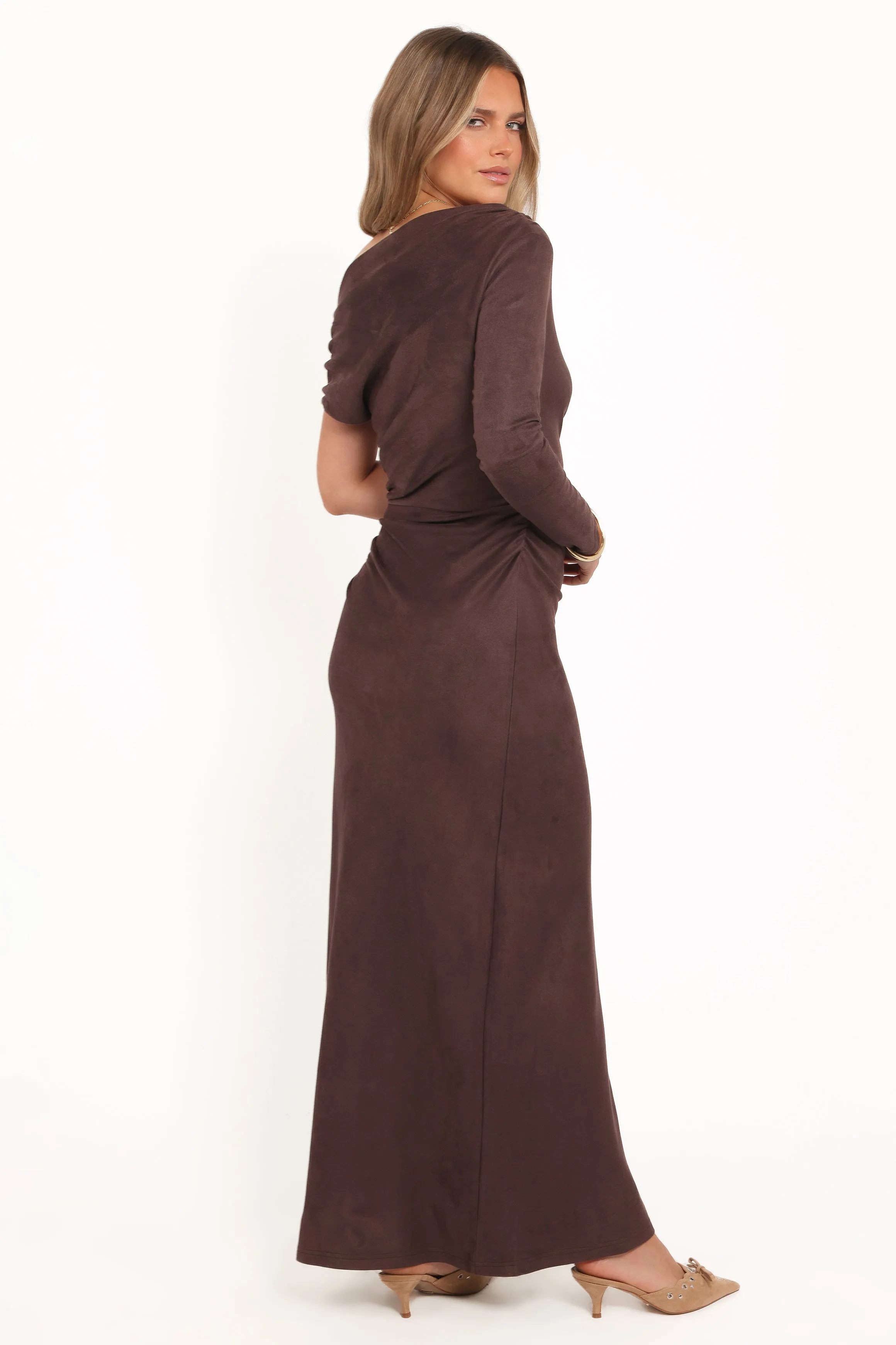 Olympia Off Shoulder Maxi Dress - Chocolate sold by Petal & Pup product image thumbnail 5
