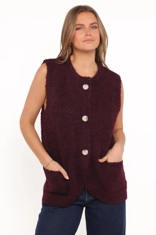 Avery Knit Vest - Wine sold by Petal & Pup