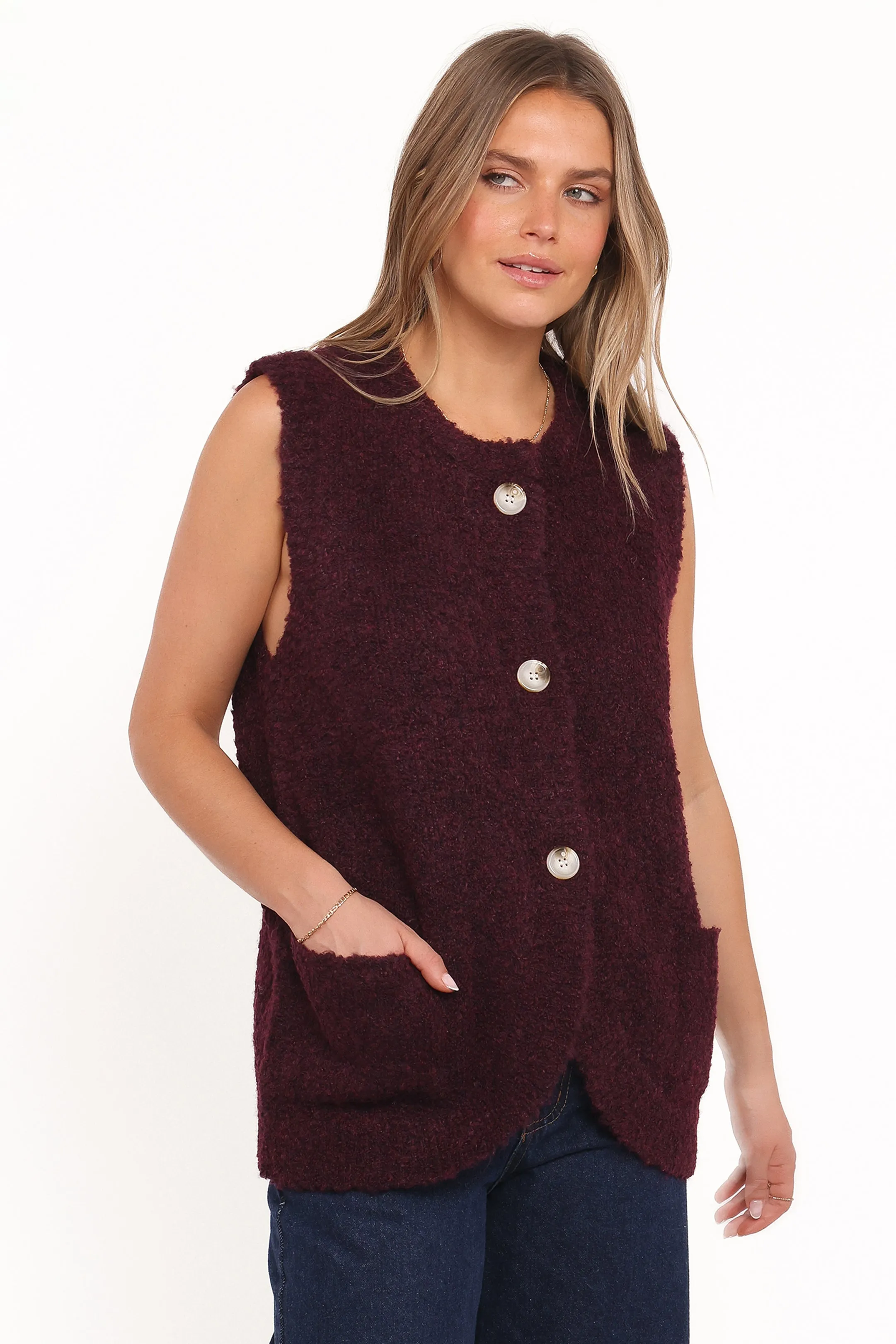 Avery Knit Vest - Wine sold by Petal & Pup product image thumbnail 4
