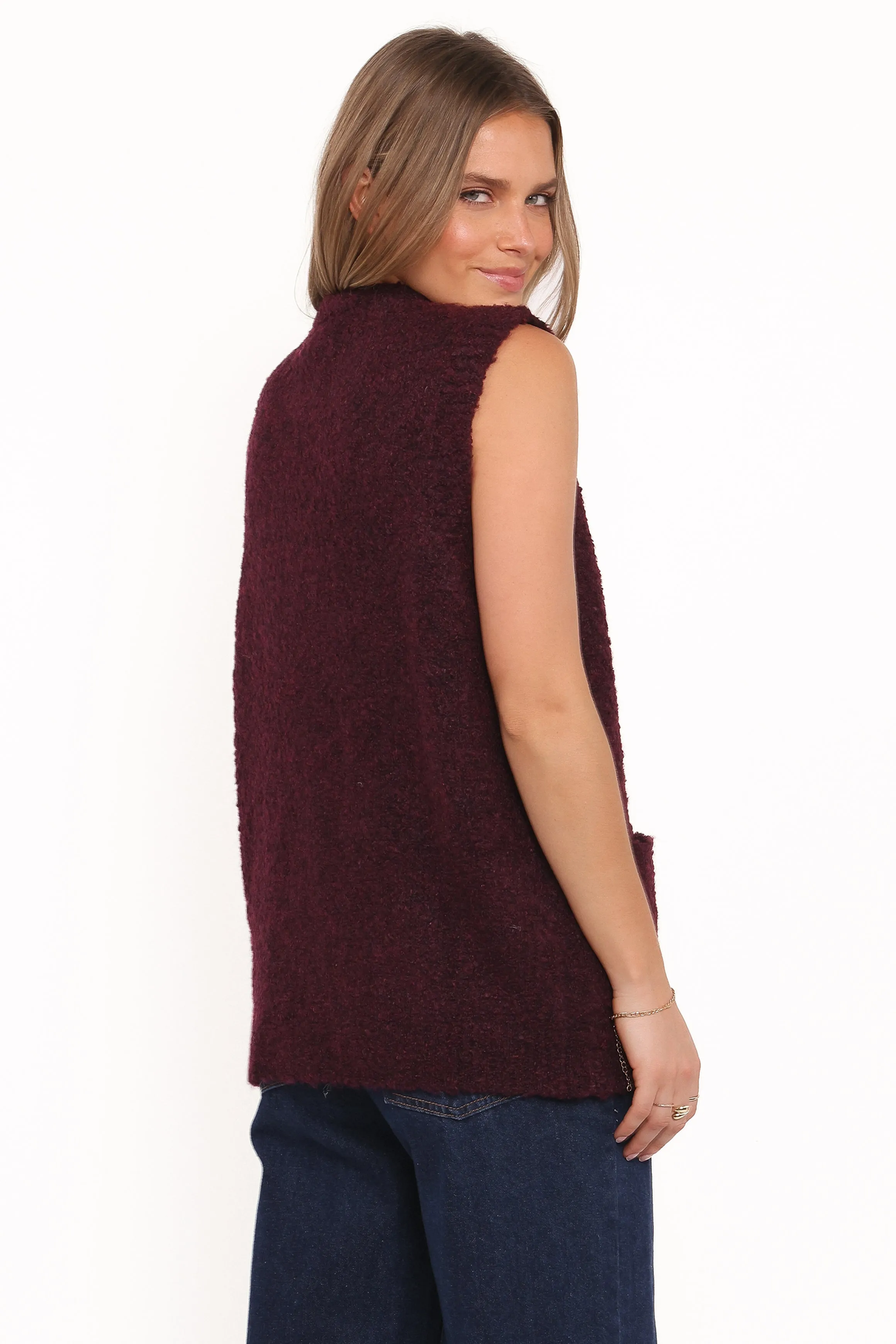 Avery Knit Vest - Wine sold by Petal & Pup product image thumbnail 5