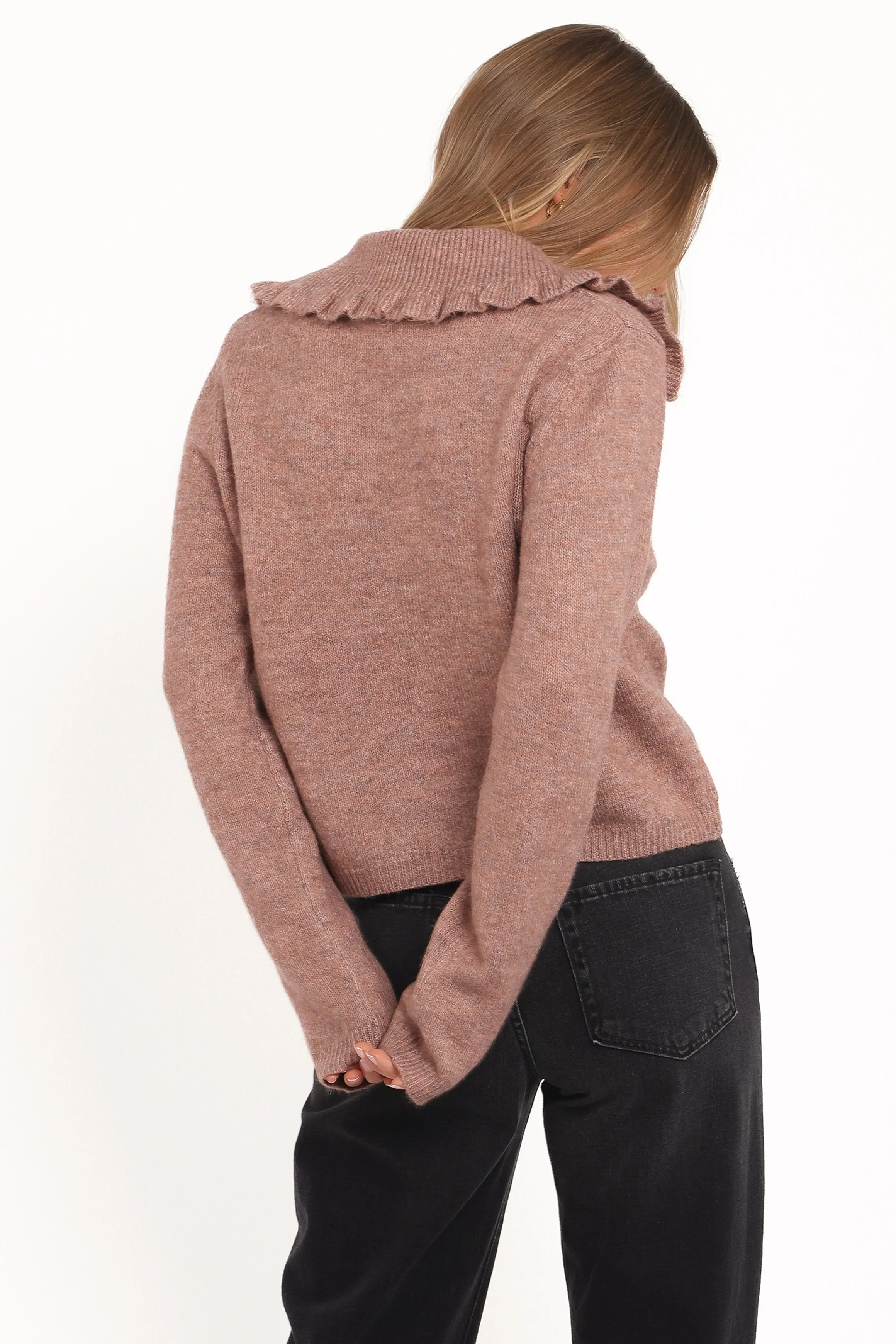 Carmello Frill Collar Cardigan - Mocha sold by Petal & Pup product image thumbnail 4