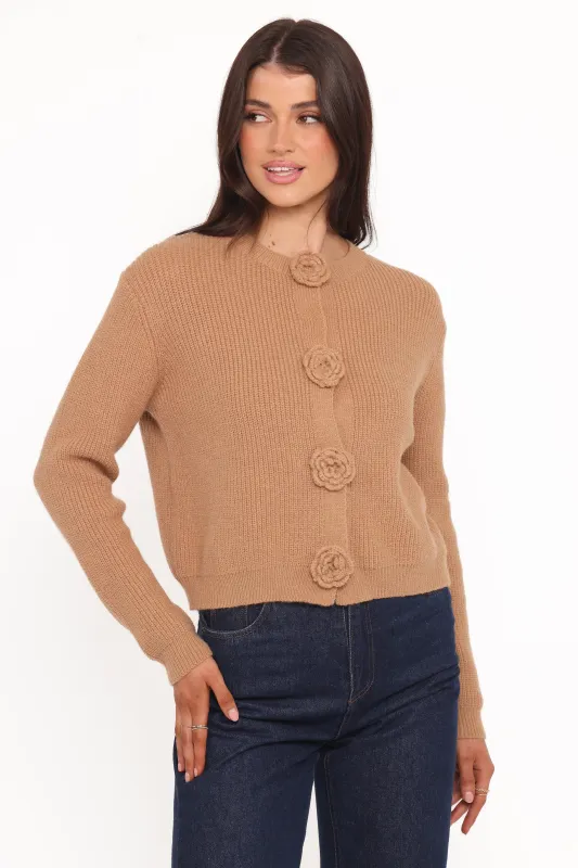 Jones Rosette Cardigan - Mocha sold by Petal & Pup