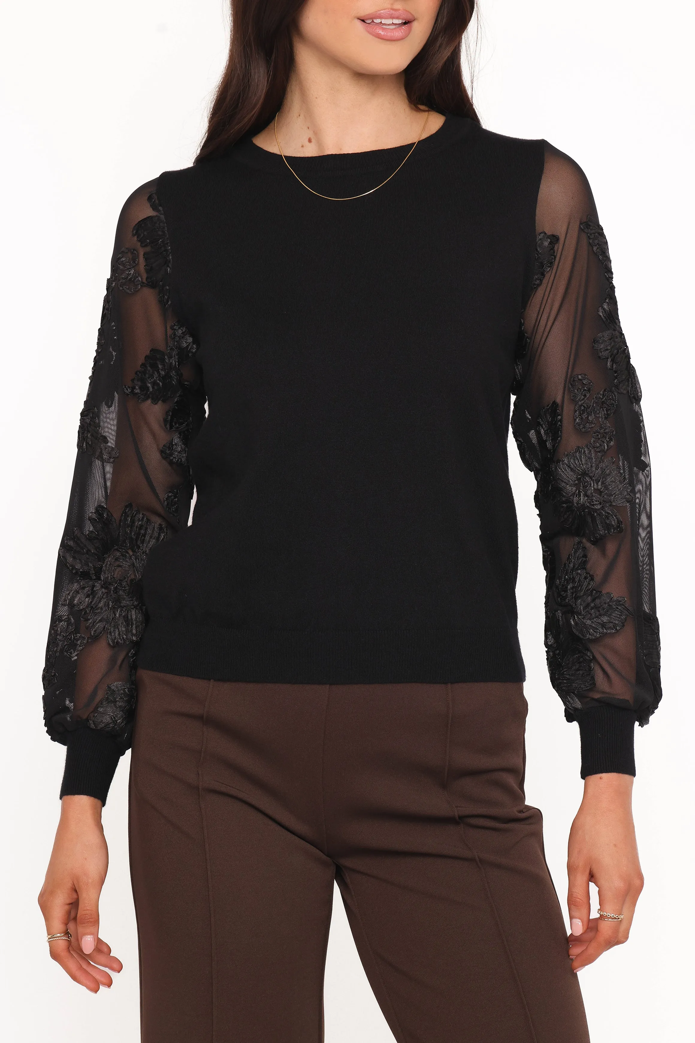 Cailin Sheer Sleeve Top - Black sold by Petal & Pup product image thumbnail 2