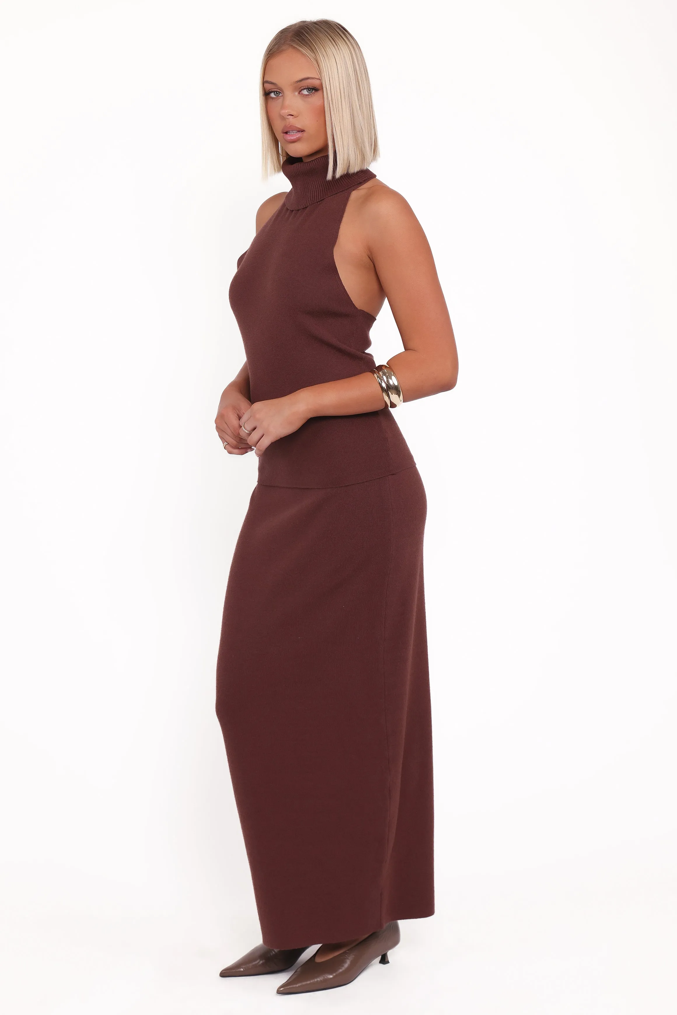 Halley Knit Halter Skirt Set - Brown sold by Petal & Pup product image thumbnail 3