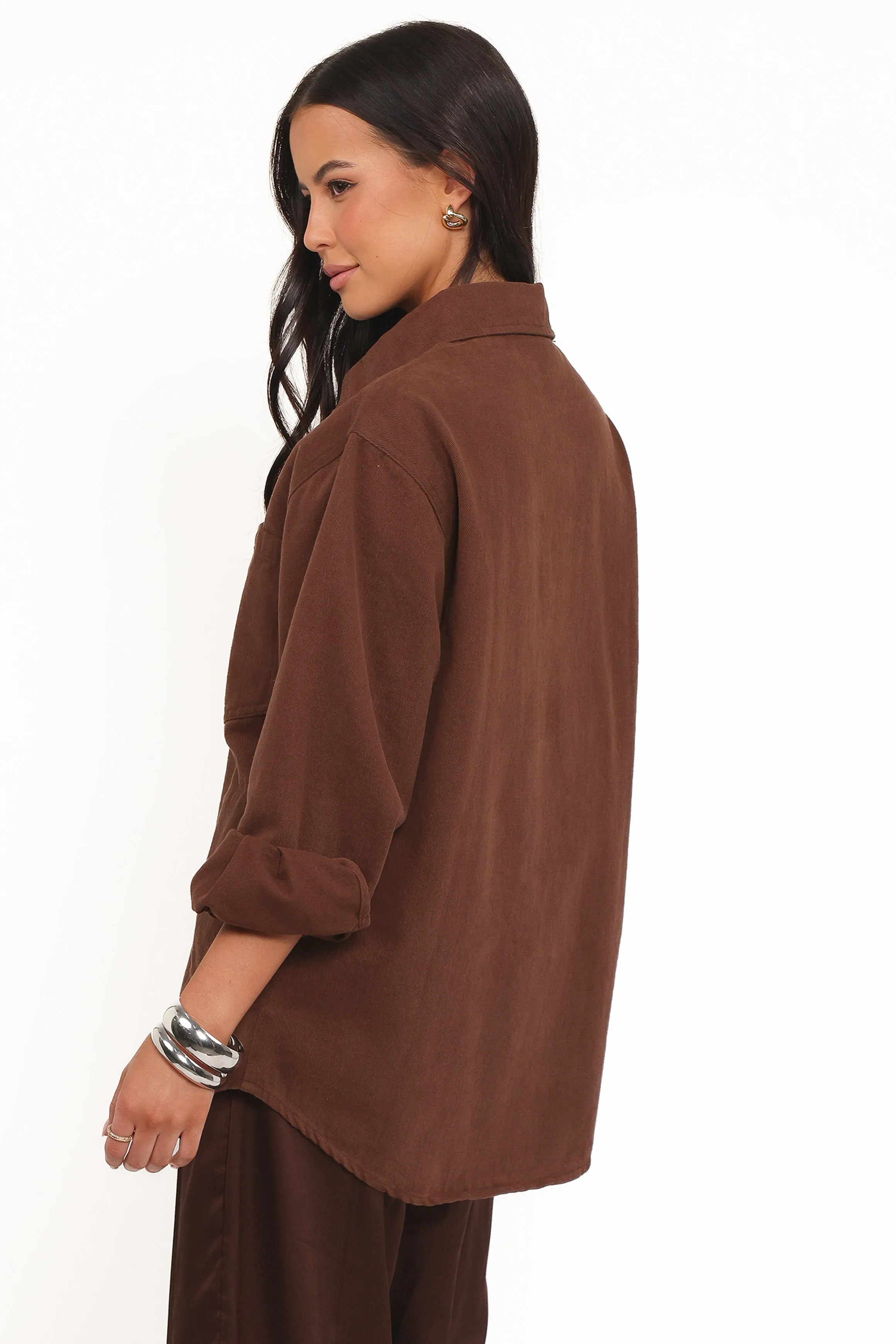 Toto Denim Shacket - Chocolate Brown sold by Petal & Pup product image thumbnail 4