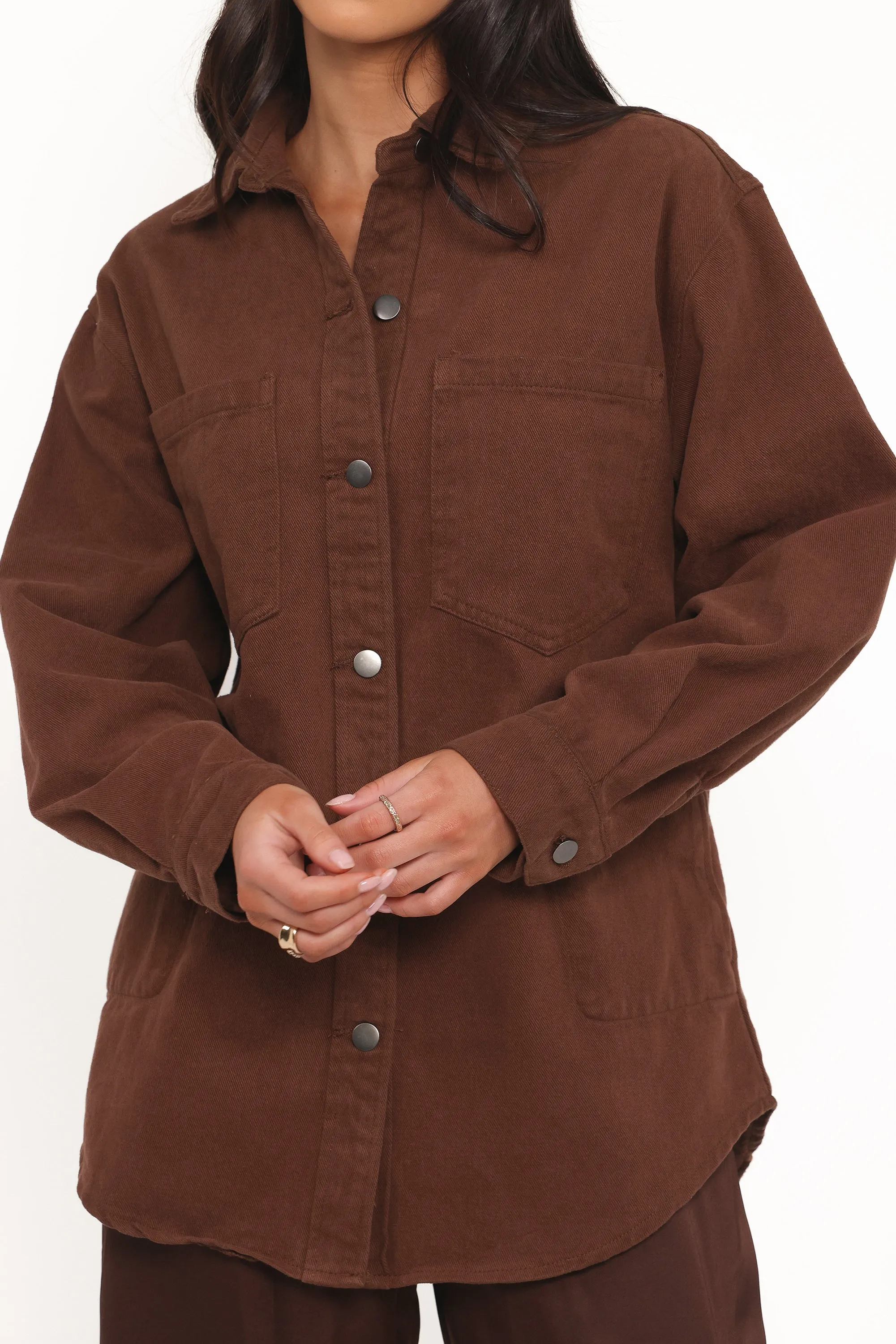 Toto Denim Shacket - Chocolate Brown sold by Petal & Pup product image thumbnail 2