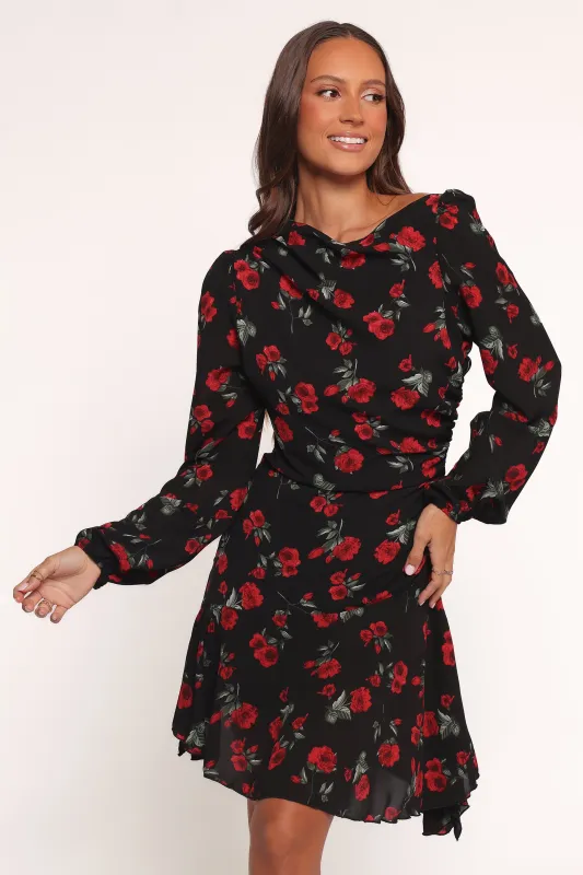 Mariska Long Sleeve Mini Dress - Rose Print sold by Petal & Pup