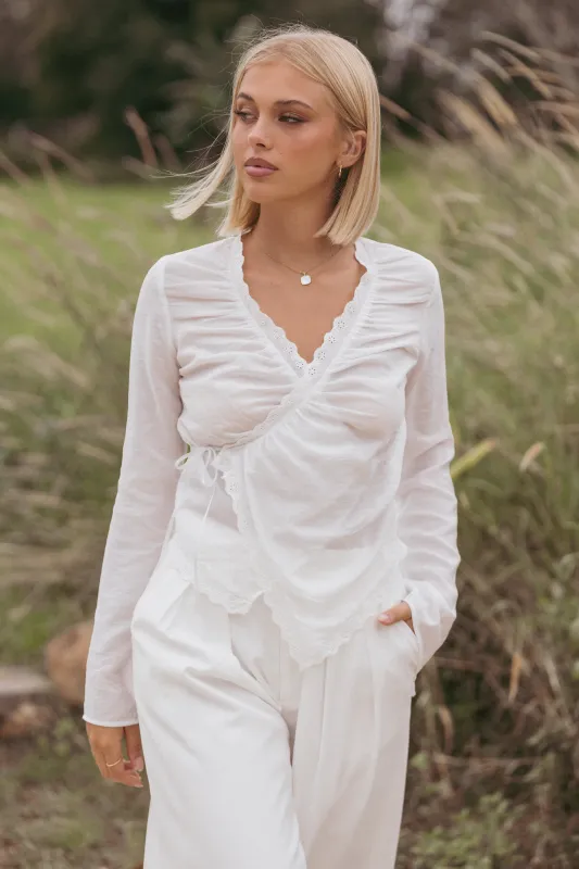 Adira Wrap Blouse - White sold by Petal & Pup