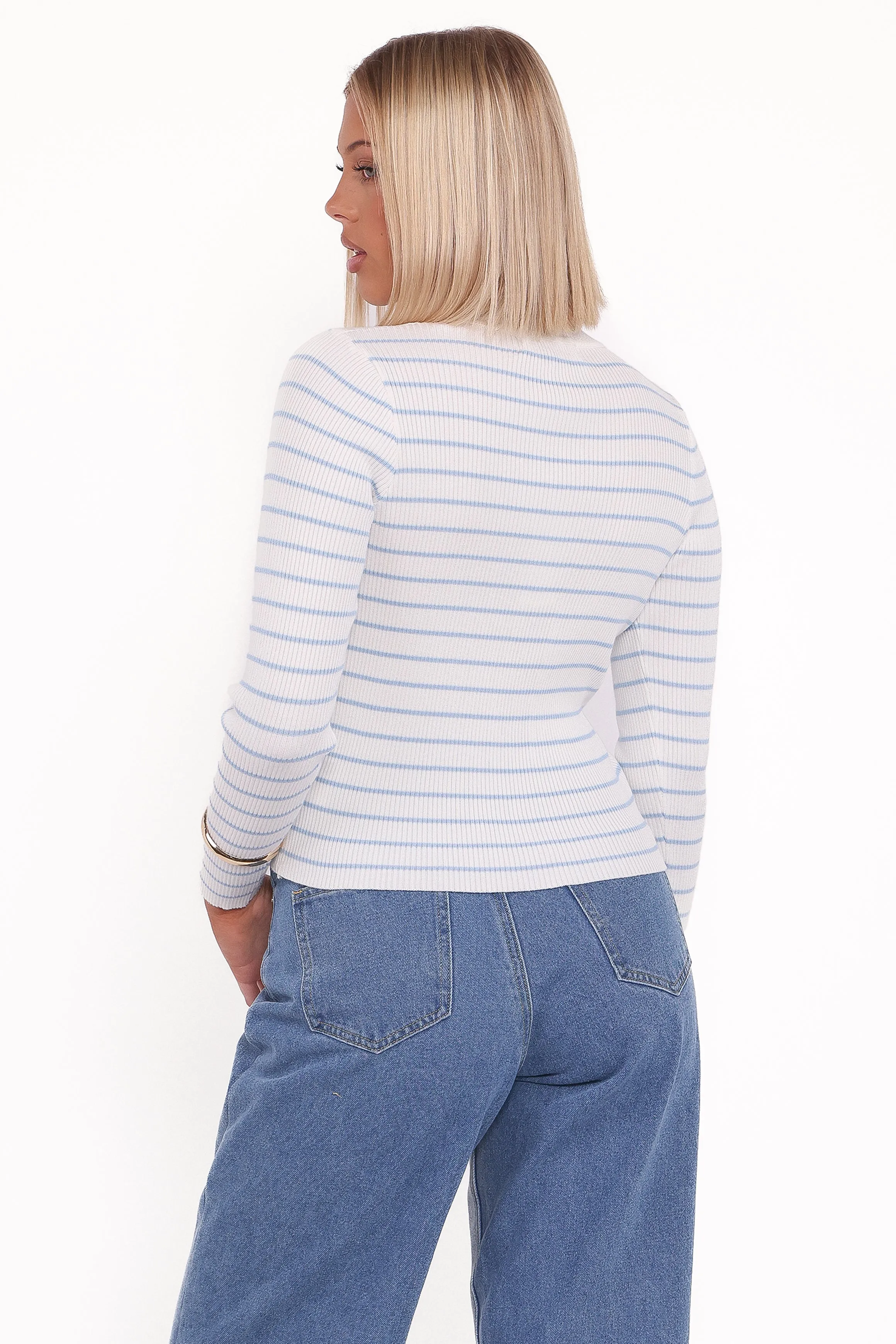 Stacie Ribbed Knit Top - Light Blue Stripe sold by Petal & Pup product image thumbnail 3