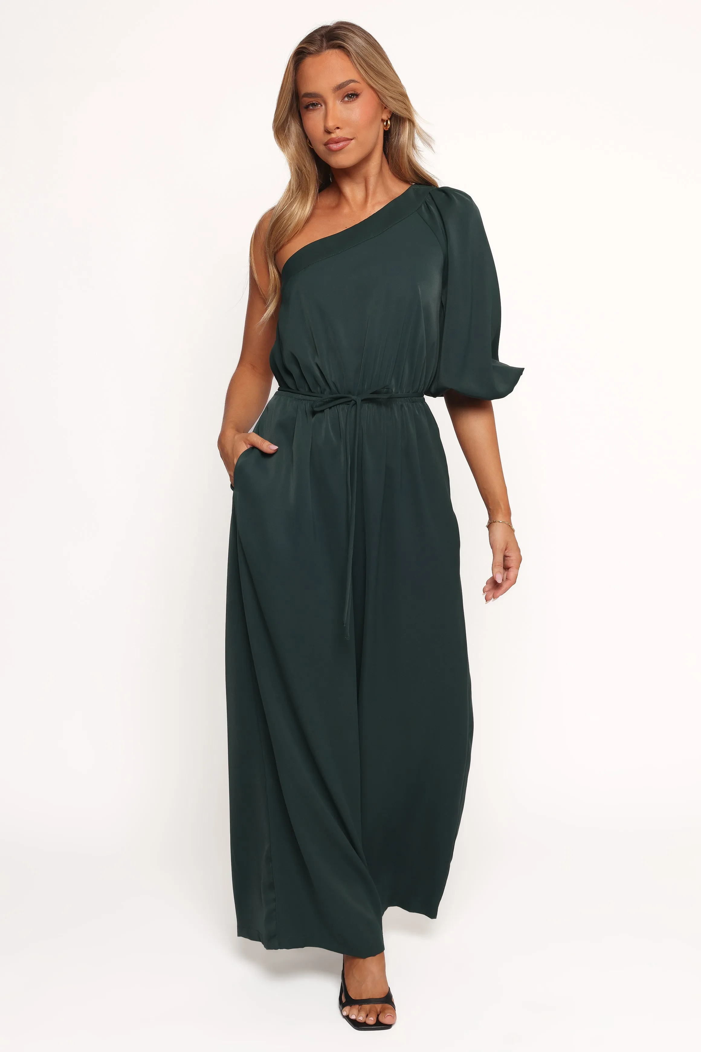 Hedda One Shoulder Jumpsuit - Emerald sold by Petal & Pup product image thumbnail 2
