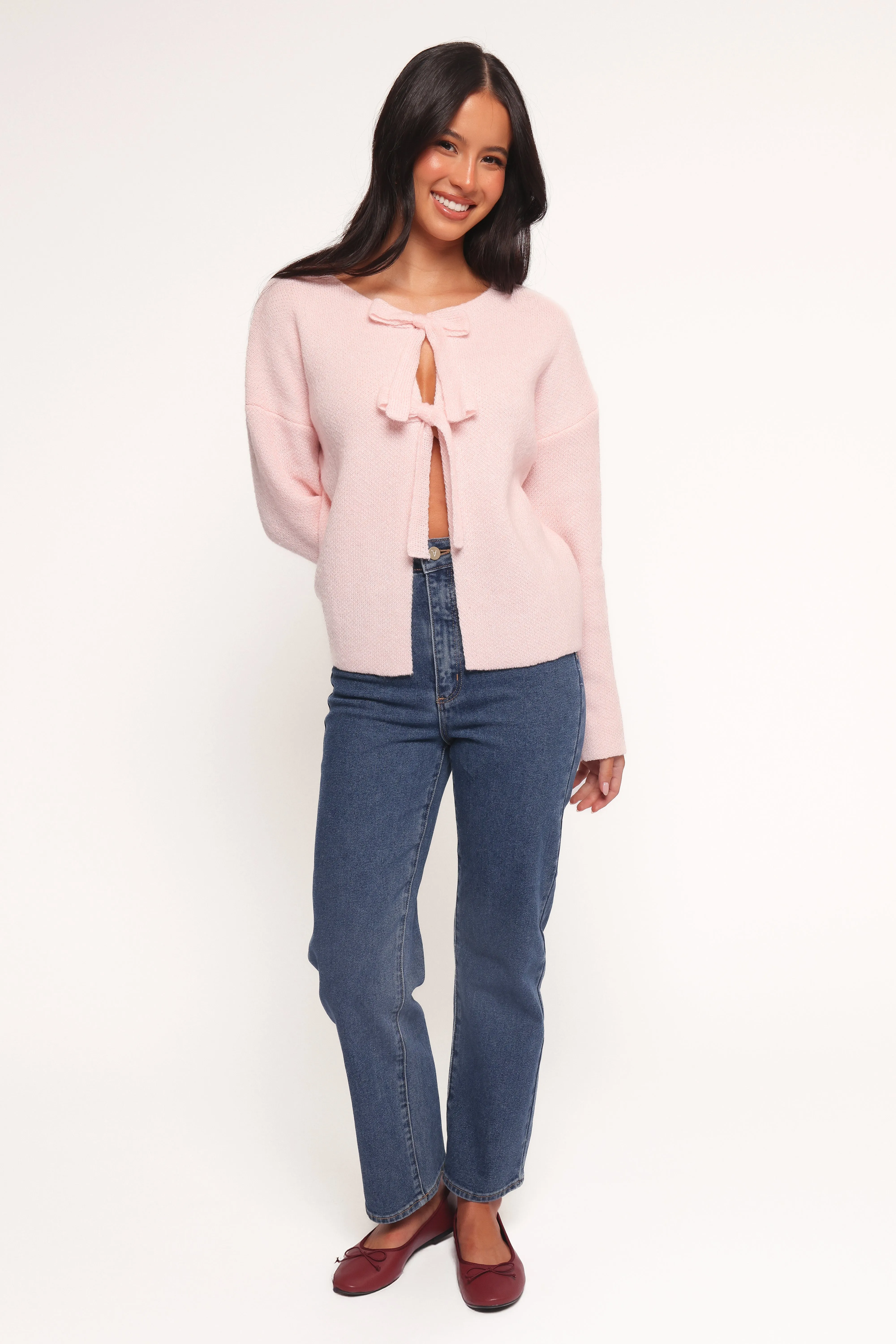 Arden Bow Cardigan - Pink sold by Petal & Pup