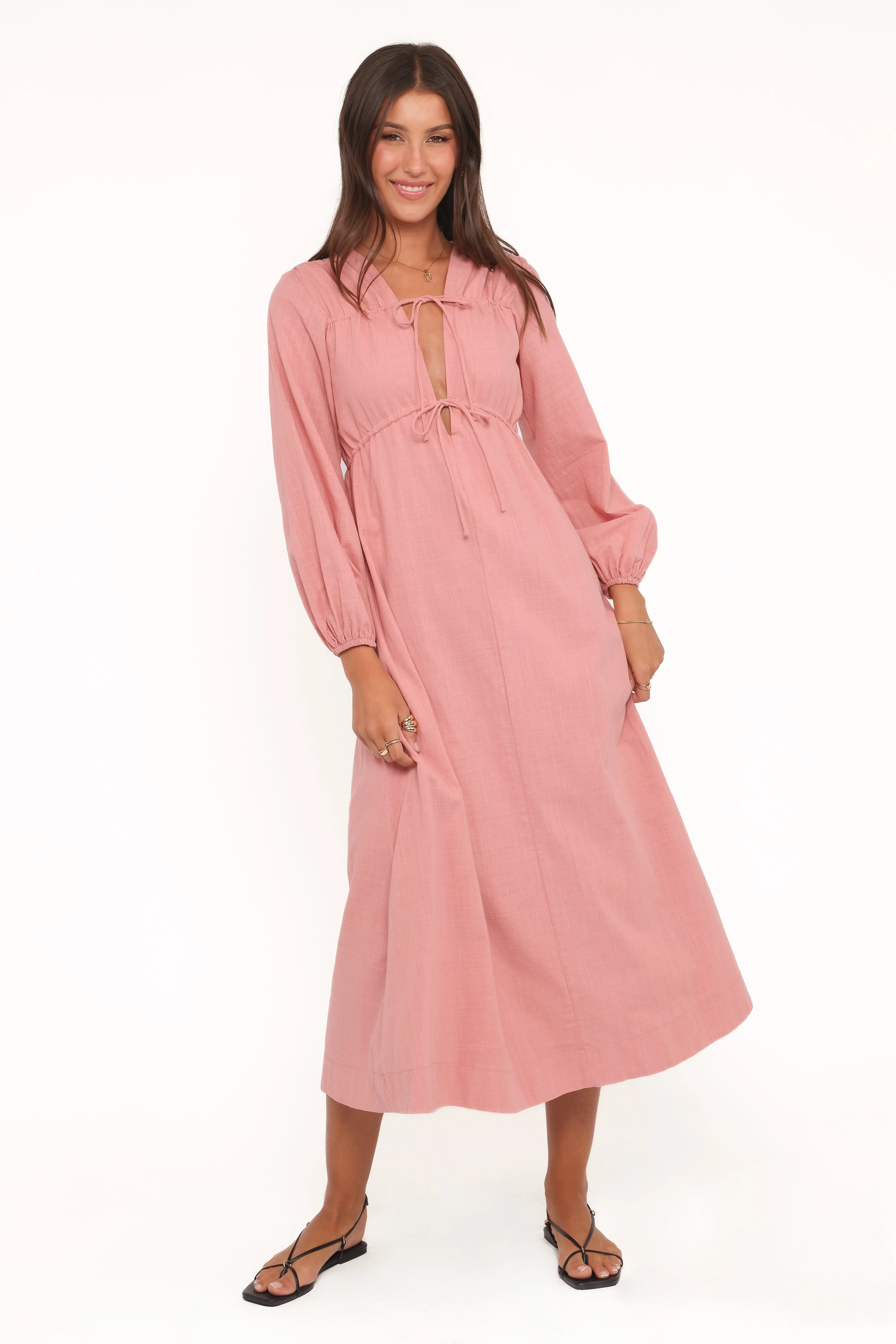 Riven Long Sleeve Maxi Dress - Pink sold by Petal & Pup