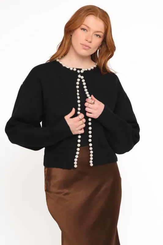 Bloom Pearl Knit Cardigan - Black sold by Petal & Pup