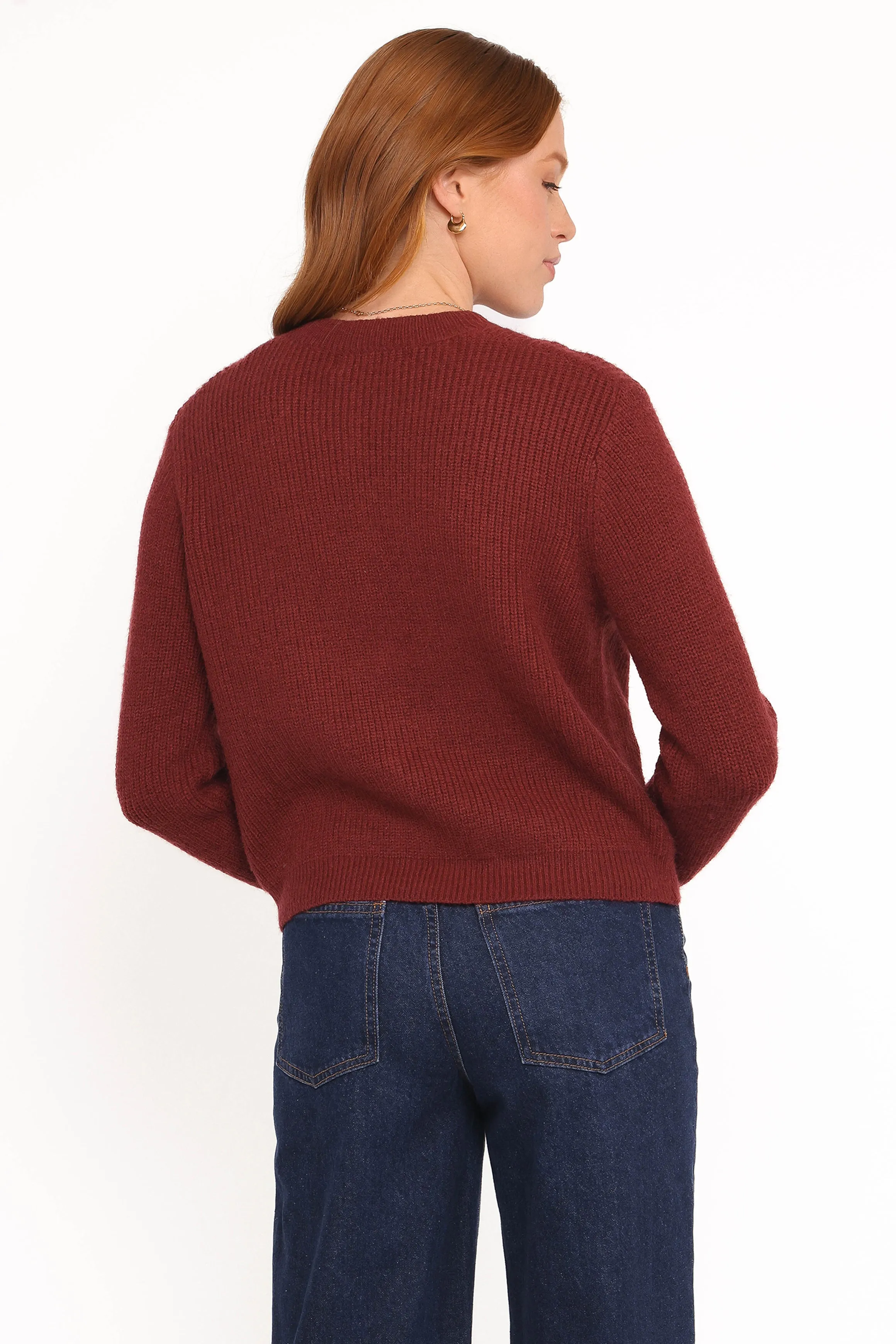 Wilde Bow Front Cardigan - Burgundy sold by Petal & Pup product image thumbnail 4