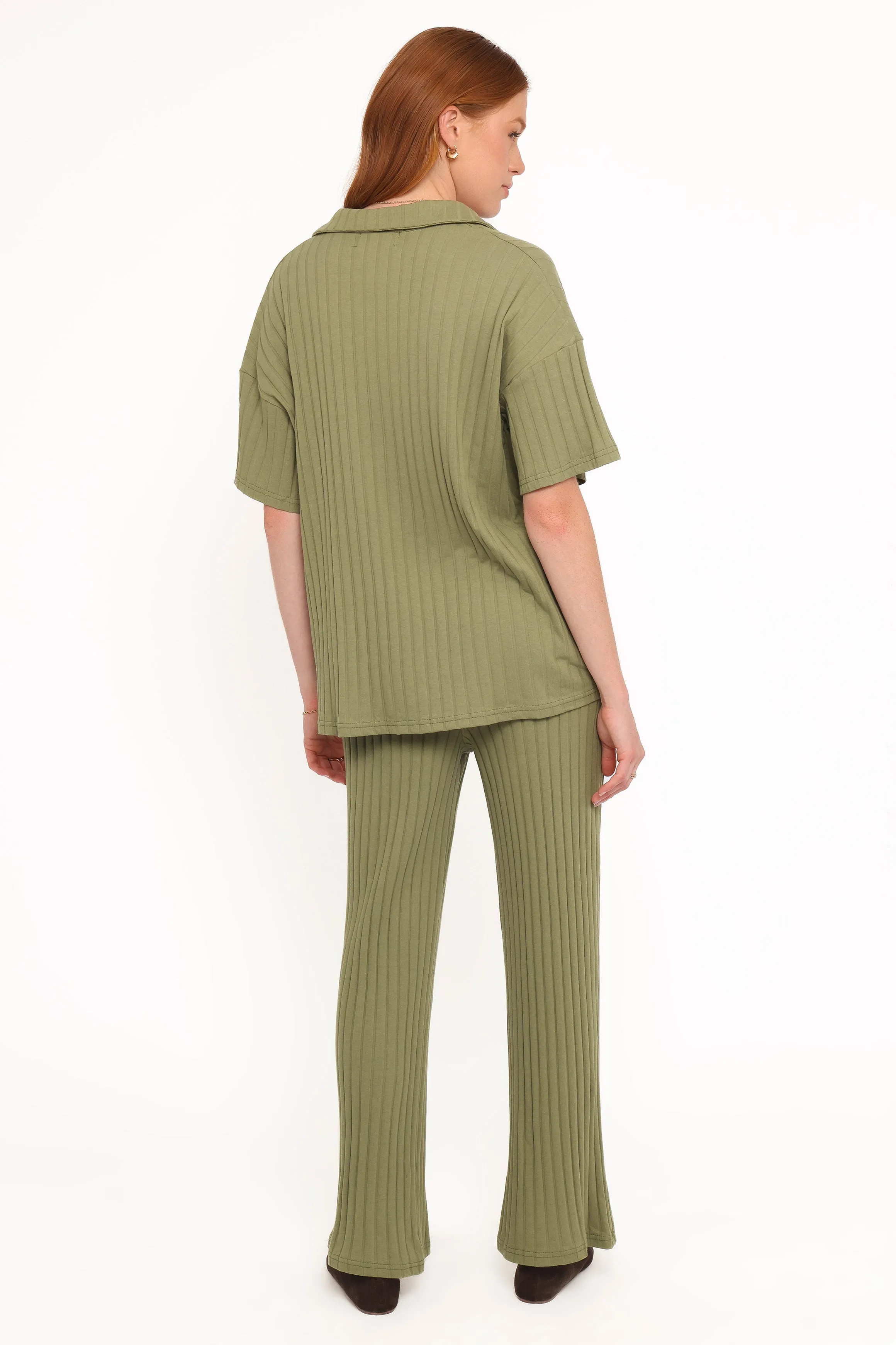 Phillipa Wide Ribbed Shirt Set - Olive sold by Petal & Pup product image thumbnail 4