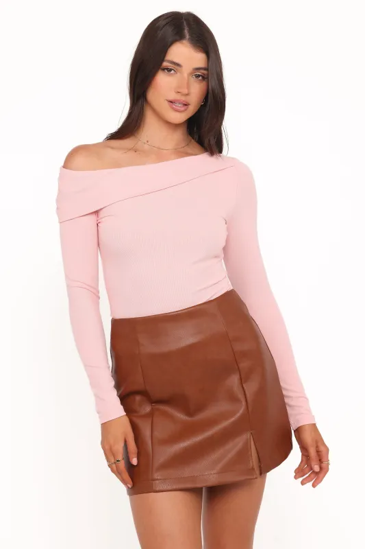 Liah Off Shoulder Knit Top - Light Pink sold by Petal & Pup