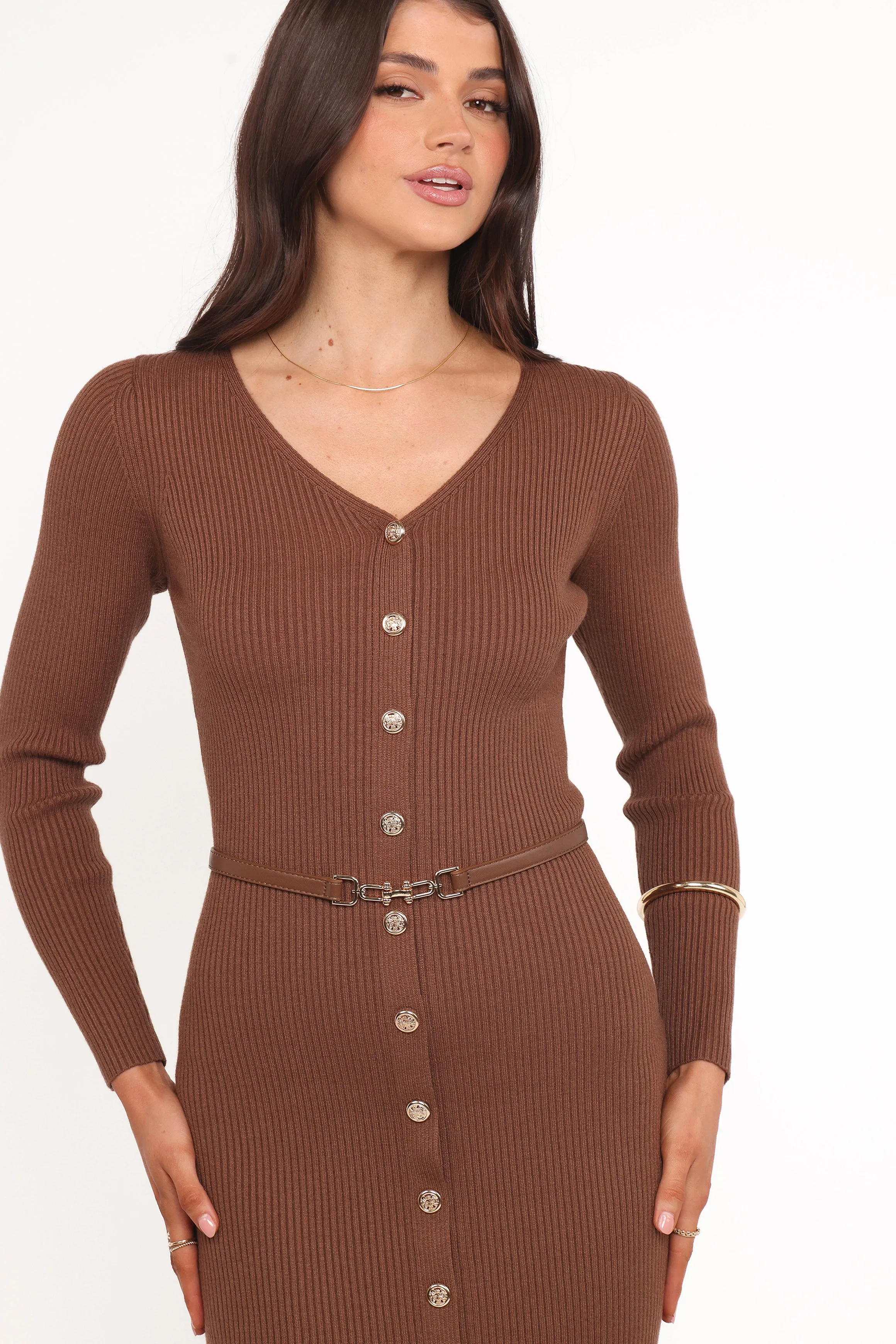 Brydie Long Sleeve Midi Dress - Chocolate Brown sold by Petal & Pup product image thumbnail 2