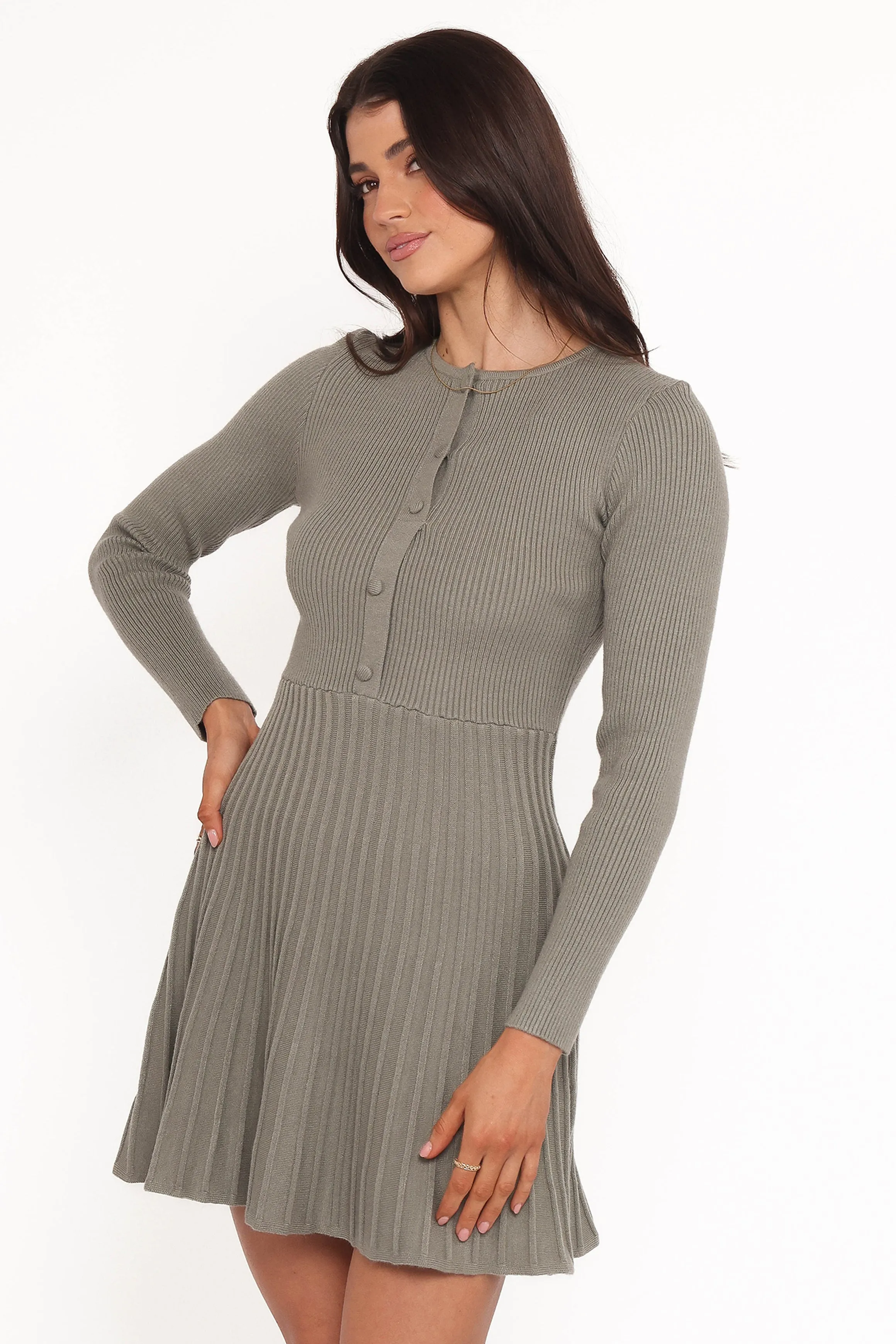 Darlina Long Sleeve Mini Dress - Olive sold by Petal & Pup product image thumbnail 3