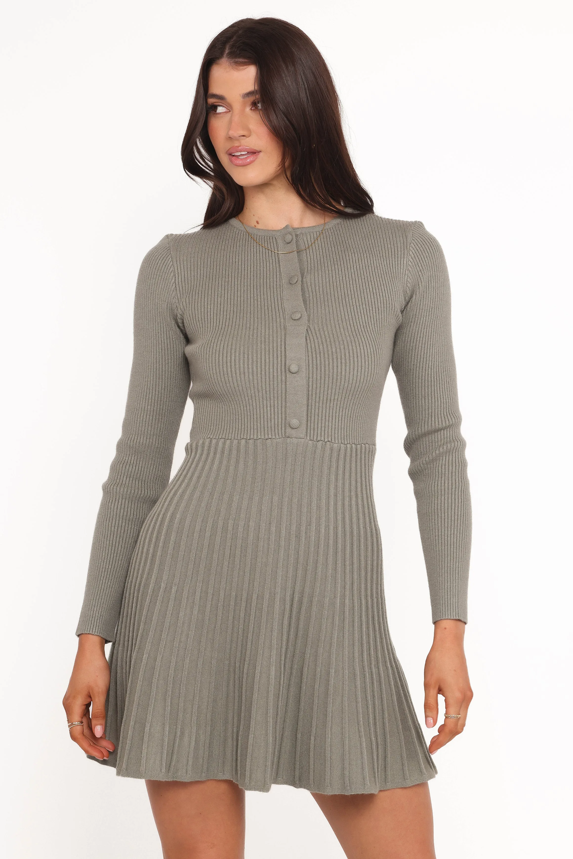 Darlina Long Sleeve Mini Dress - Olive sold by Petal & Pup