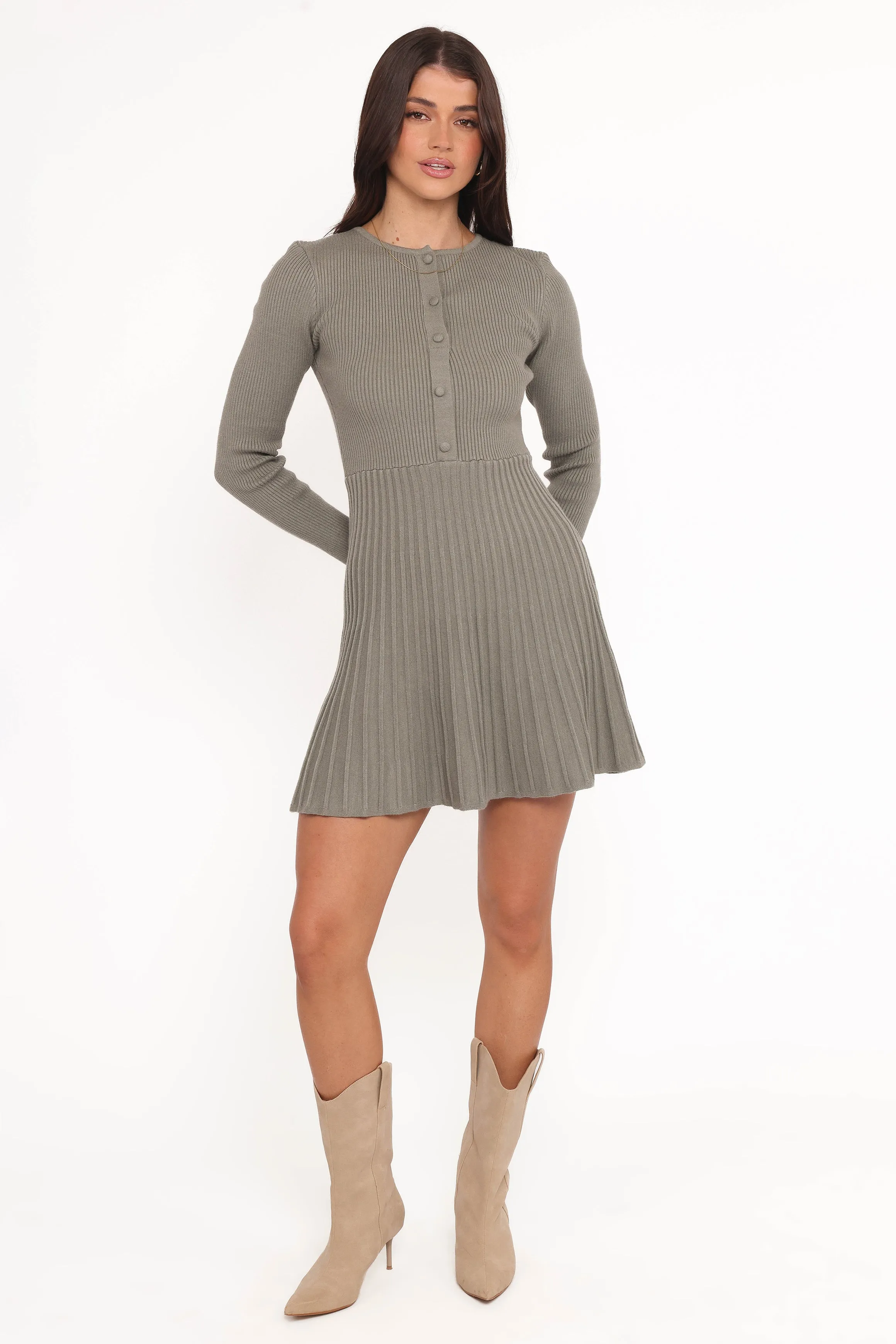 Darlina Long Sleeve Mini Dress - Olive sold by Petal & Pup product image thumbnail 5