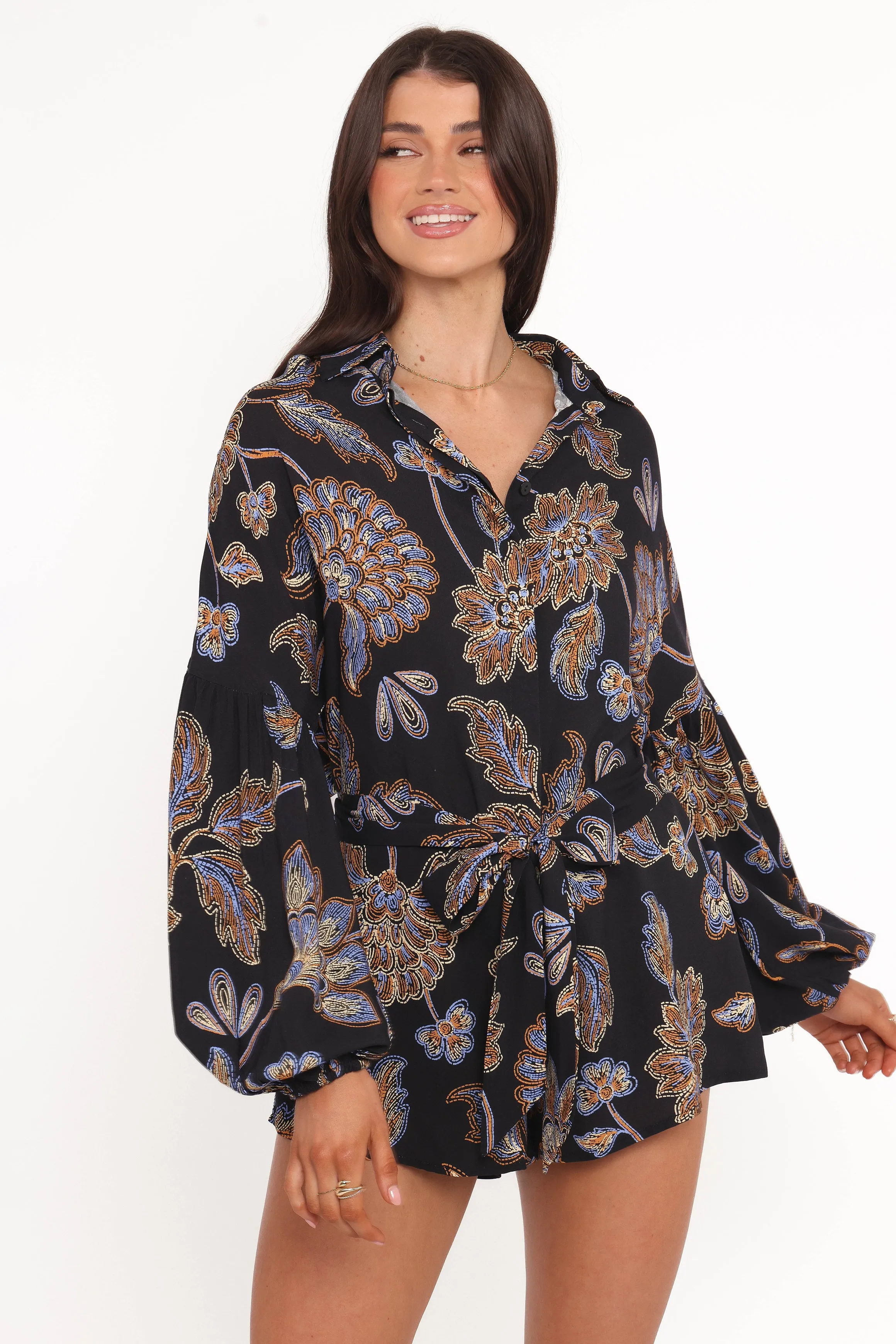 Pali Romper - Black Floral sold by Petal & Pup