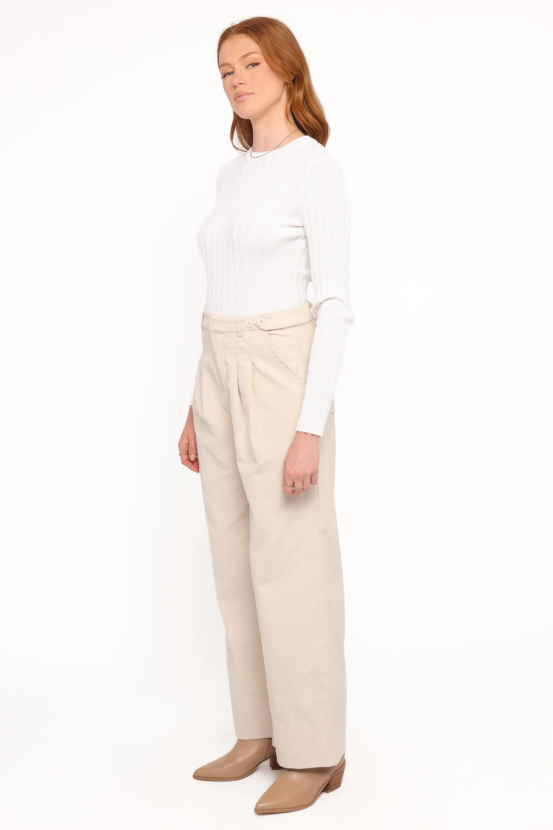 Faelan Wide Leg Cord Pants - Beige sold by Petal & Pup product image thumbnail 3
