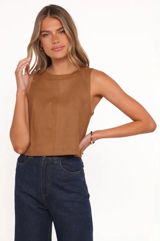 Charles Faux Sueded Top - Camel sold by Petal & Pup