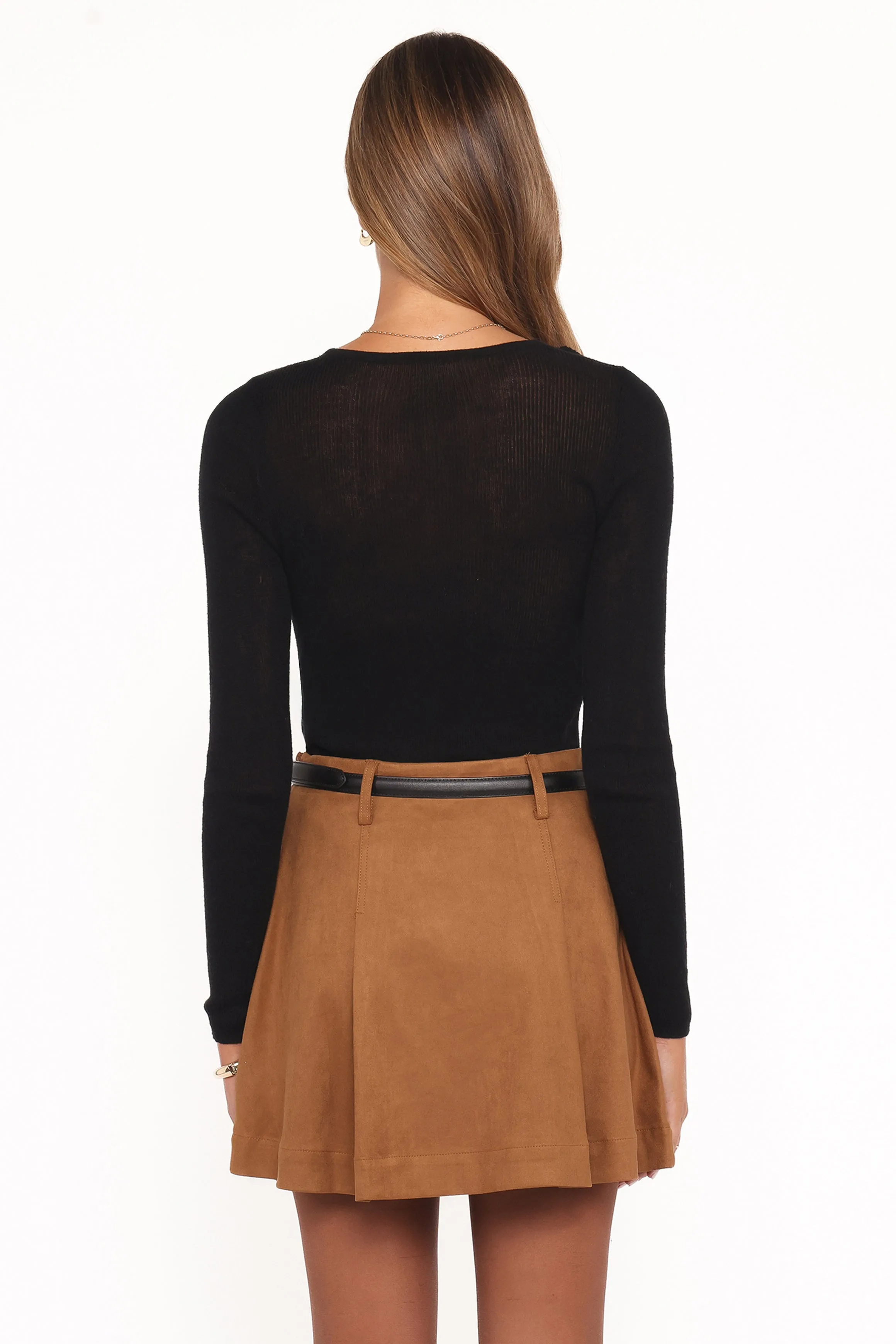 Charles Faux Suede Mini Skirt - Camel sold by Petal & Pup product image thumbnail 4