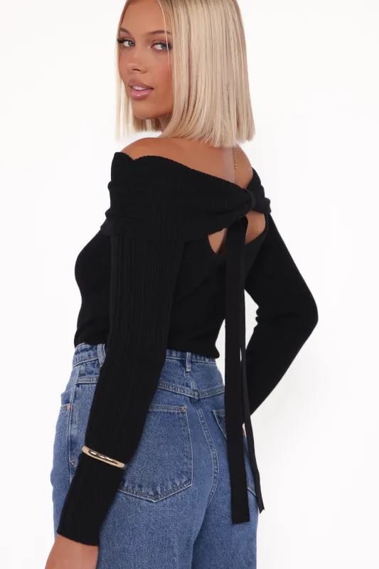 Junia Tie Back Knit Top - Black sold by Petal & Pup