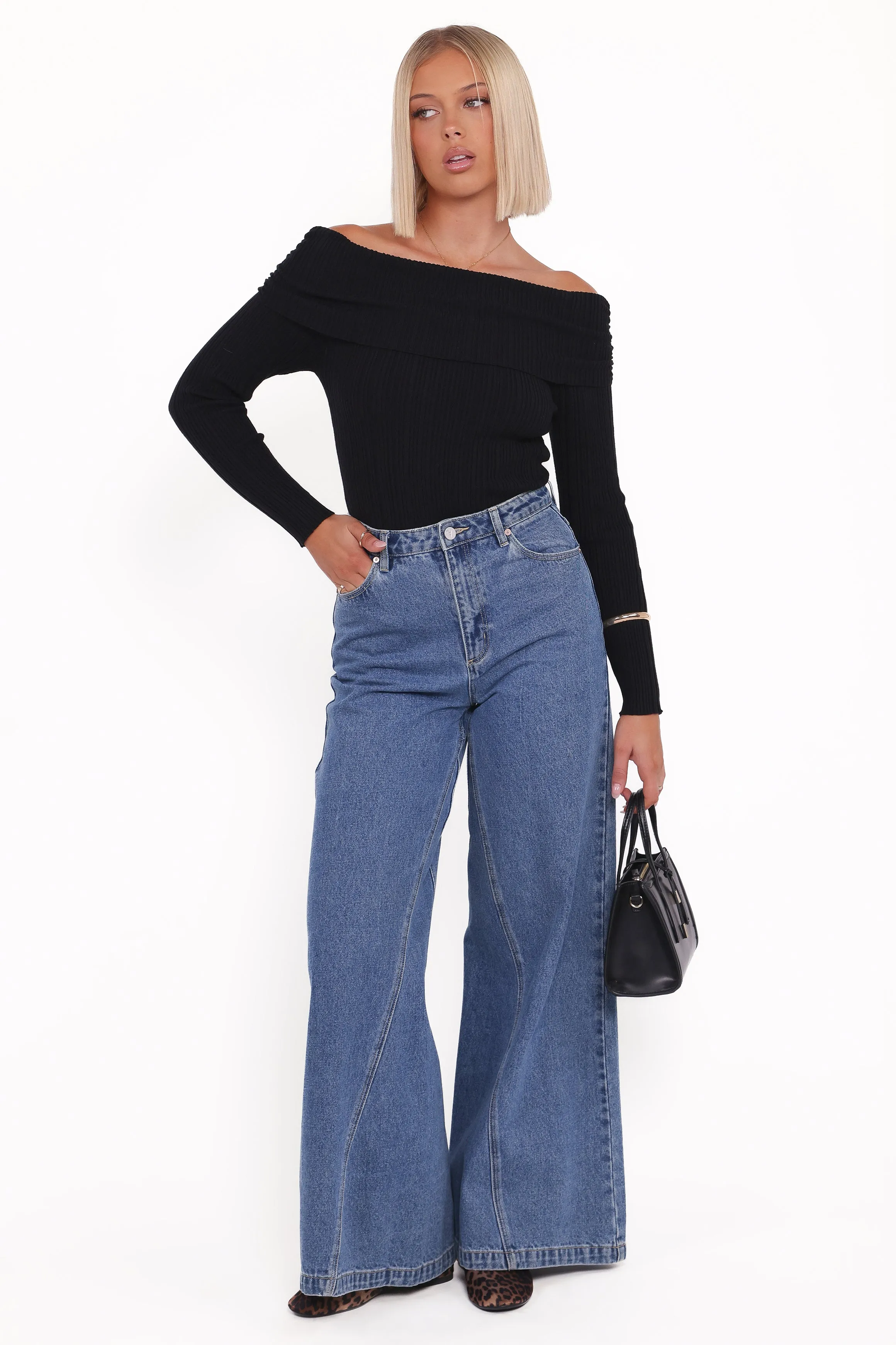 Junia Tie Back Knit Top - Black sold by Petal & Pup product image thumbnail 4