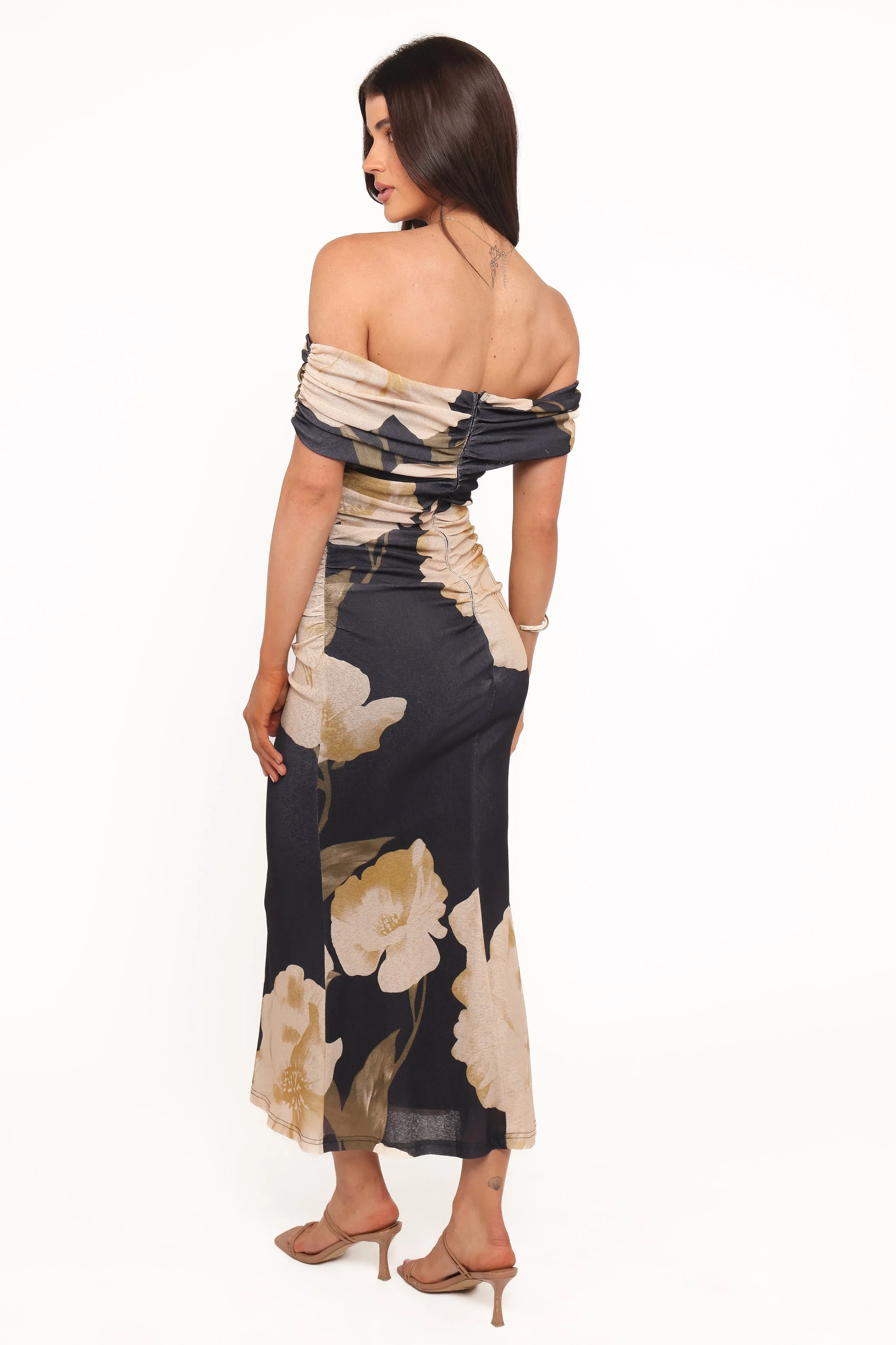 Koda Off Shoulder Midi Dress - Black Floral sold by Petal & Pup product image thumbnail 4