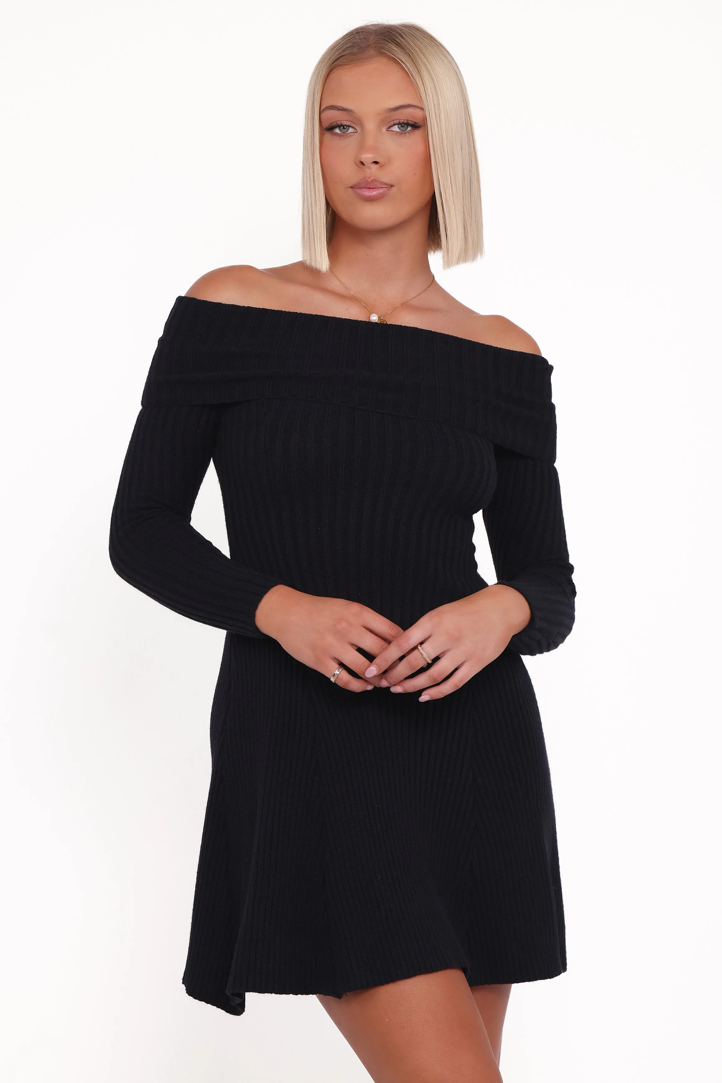 Francisco Long Sleeve Mini Dress - Black sold by Petal & Pup