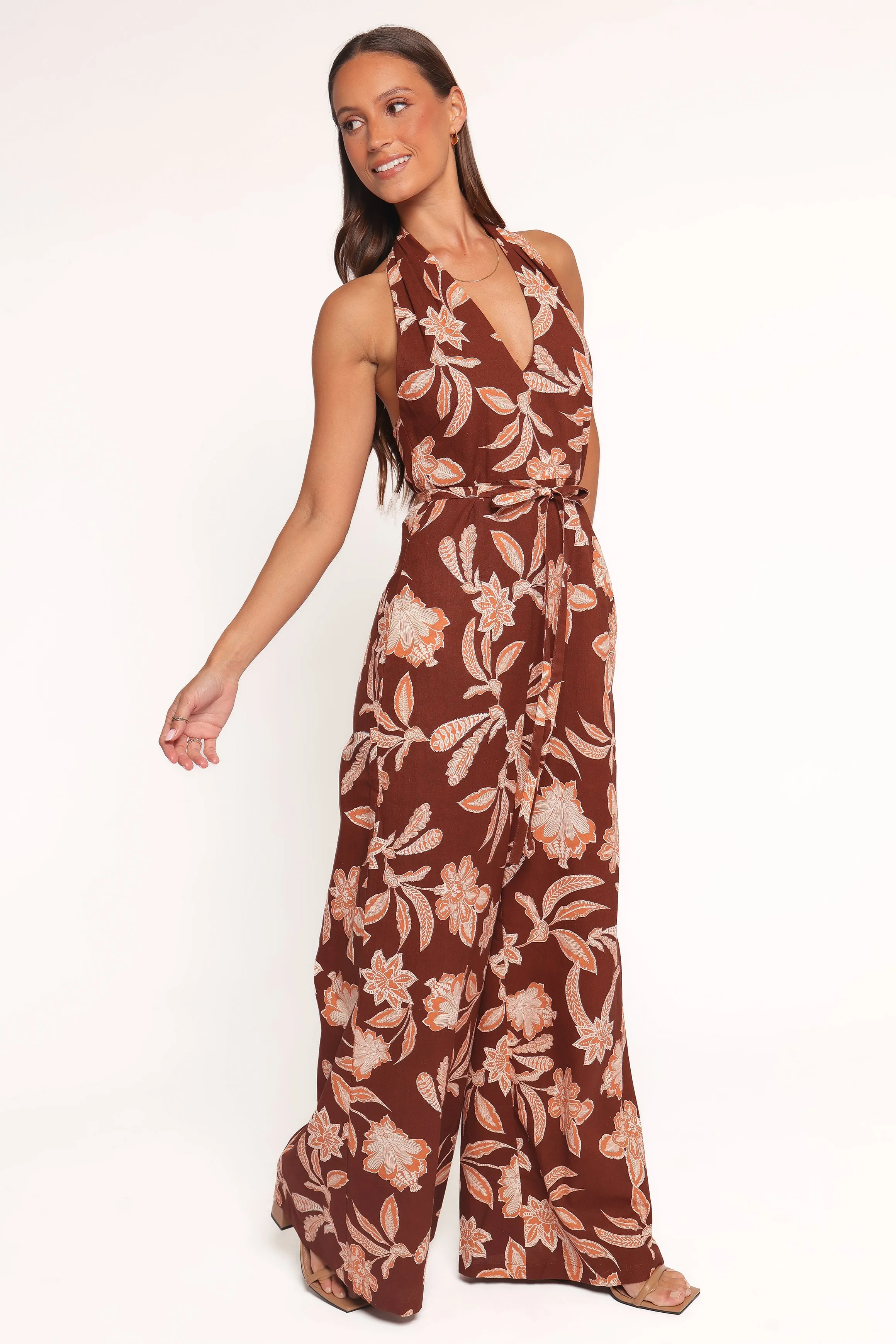 Kehlani Halterneck Jumpsuit - Orange Floral sold by Petal & Pup product image thumbnail 3