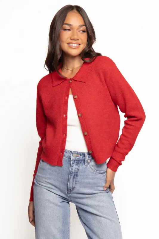 Naya Collar Cardigan - Red sold by Petal & Pup